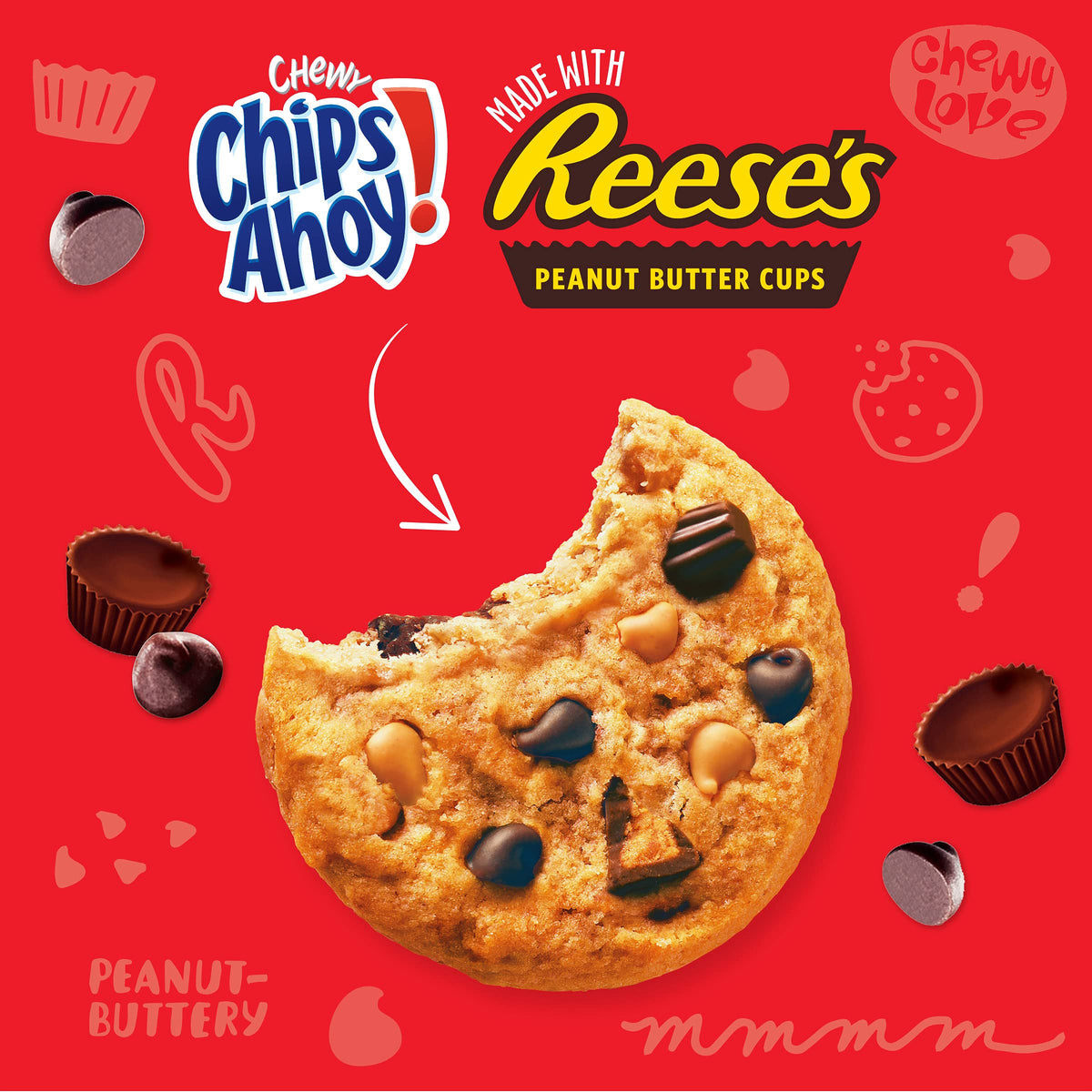 Chips Ahoy! Chewy Chocolate Chip Cookies With Reese'S Peanut Butter Cups, Family Size, 14.25 Oz