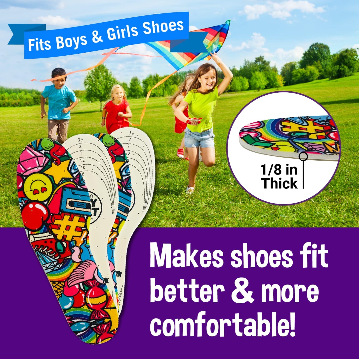 Kids Insoles For Shoes  Child Replacement Shoe Insoles For Kids Shoe Inserts For Kids Or Sole Inserts For Children & Toddler Siz