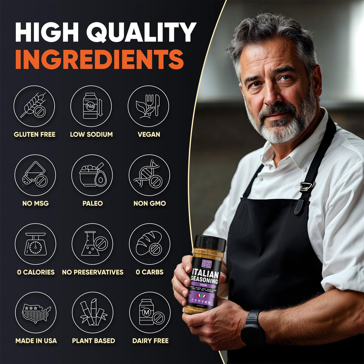 Italian Seasoning Blend Onion Powder Mix - Gluten Free & Low Sodium Pizza Seasoning For Bruschetta & Spaghetti. Mediterranean Sw