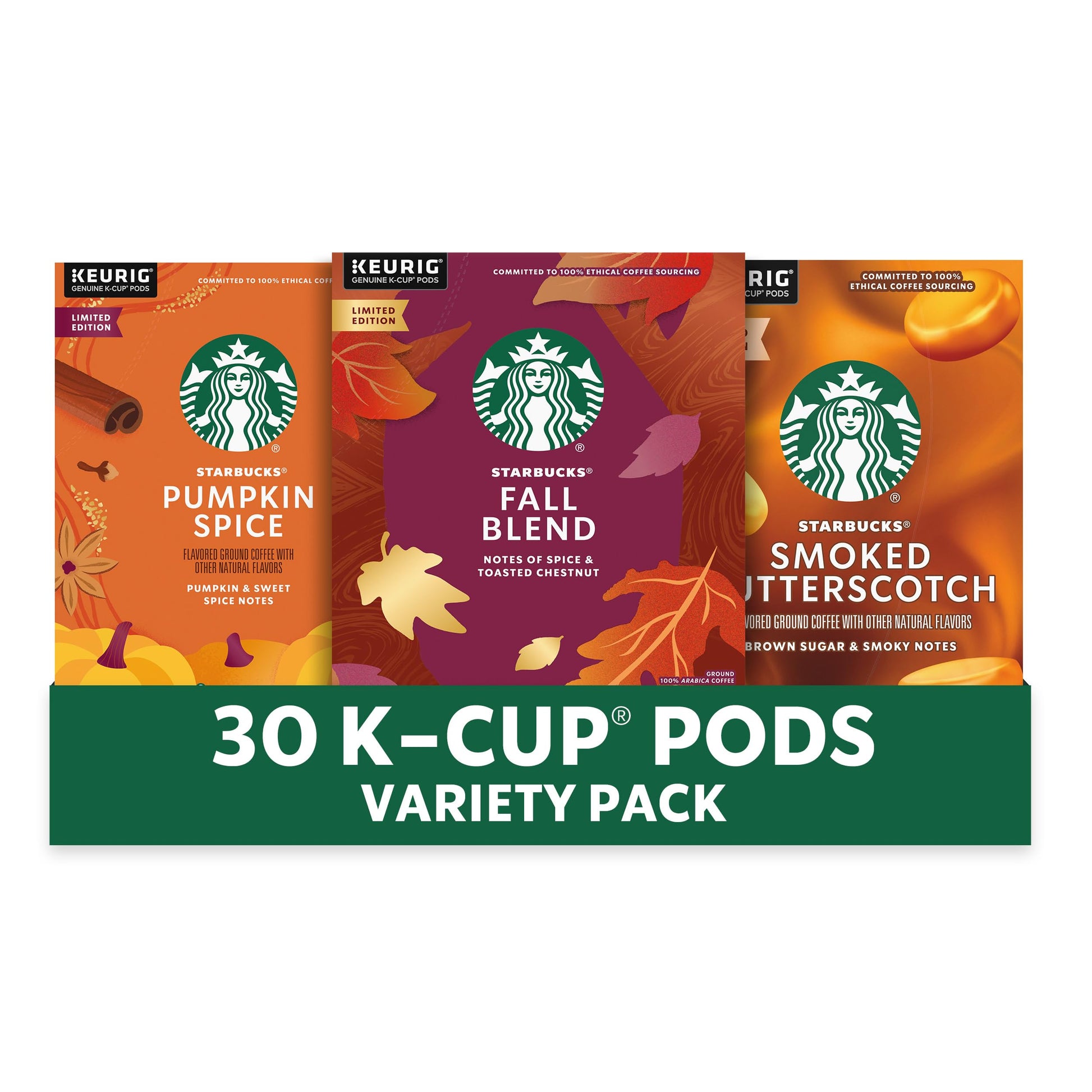 Starbucks K-Cup Coffee Pods, Fall Bundle, Medium Roast, 30 Count, Limited Edition