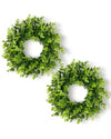 Ddhs 11 Inch Artificial Boxwood Small Wreath For Front Doors  2 Packs Green Leaves Wreath  Spring Summer Mini Wreaths For Indoor Outdoor Hanflavor Blendg Wall Window Wedding Home Decor Party Farmhouse