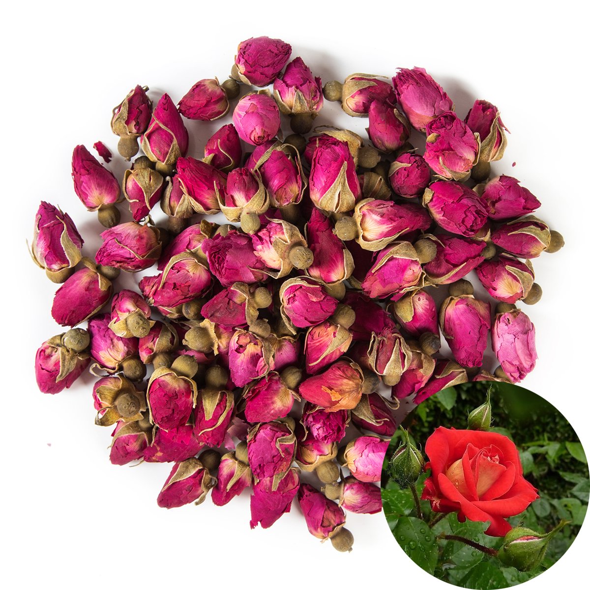 TooGet Organic Dried Red Rose Buds & Petals, Culinary Food Grade, 8 Oz, Pack of 1
