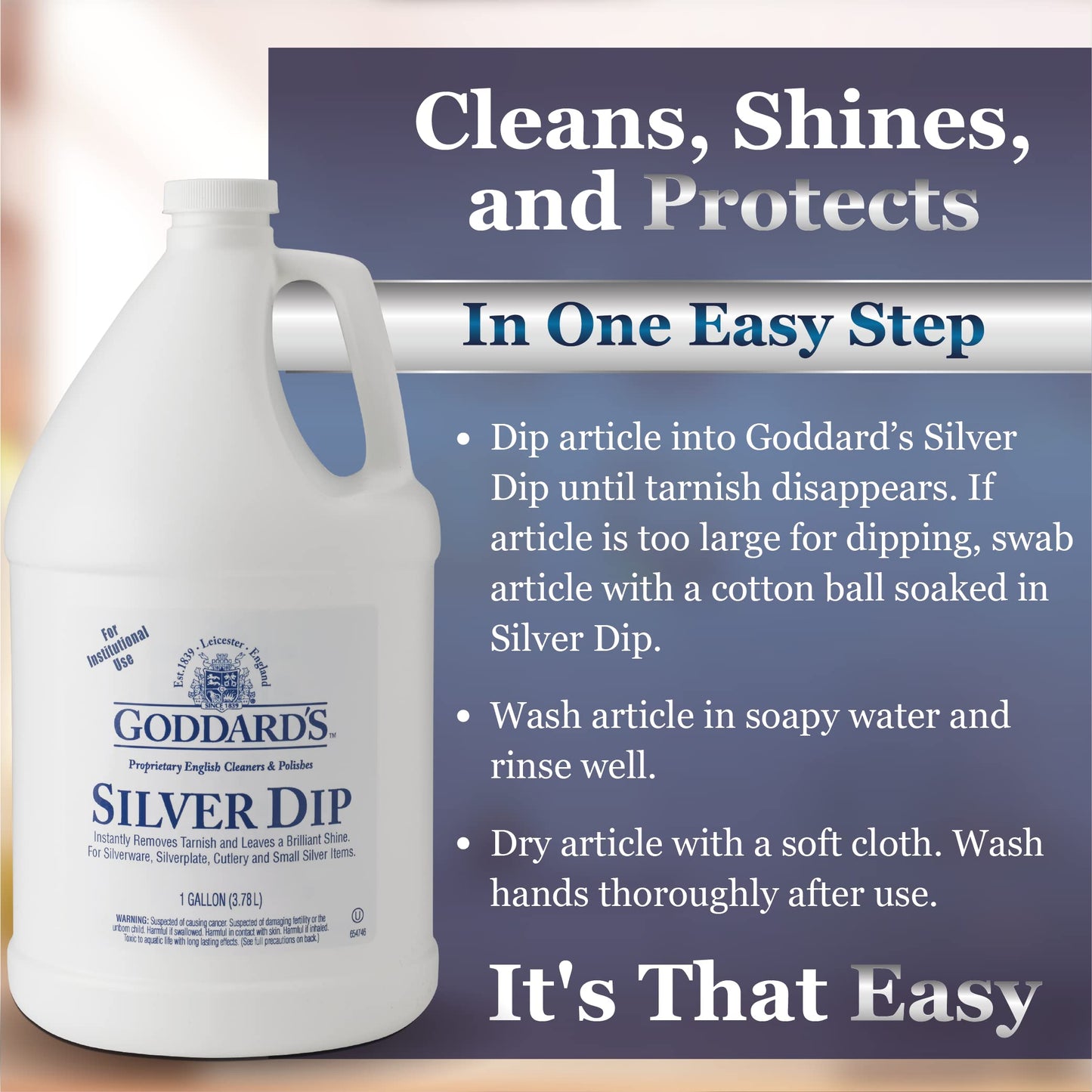 Goddard's Silver Cleaner Dip - 1 Gal Professional Silver Jewelry & Cutlery Cleaner - Effective Tarnish Remover for Hard-to-Reach Items