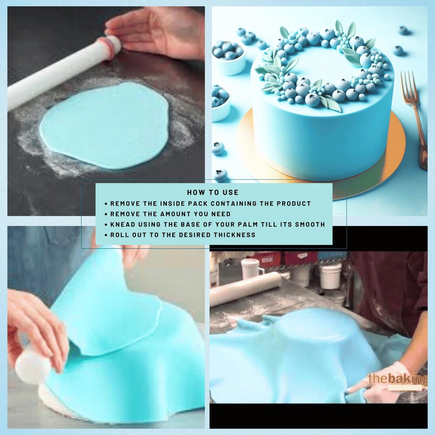 Confect Baby Blue Fondant for Cake Decorating, Vegan & Gluten-Free, 8.8 Oz