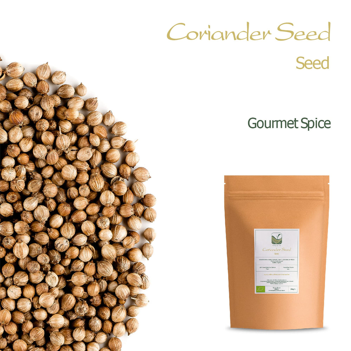Valley of Tea Organic Coriander Seed - Gourmet Quality Cilantro Seeds, 17.63 Ounce