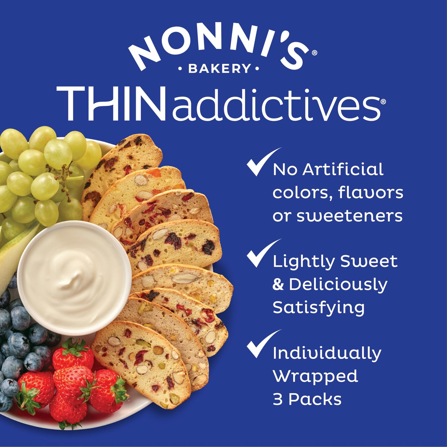 Nonni'S Thinaddictives Almond Thin Cookies - 6 Boxes Lemon Blueberry Cookie Thins - Almond Cookies - Sweet Crunchy & Chewy - Bis