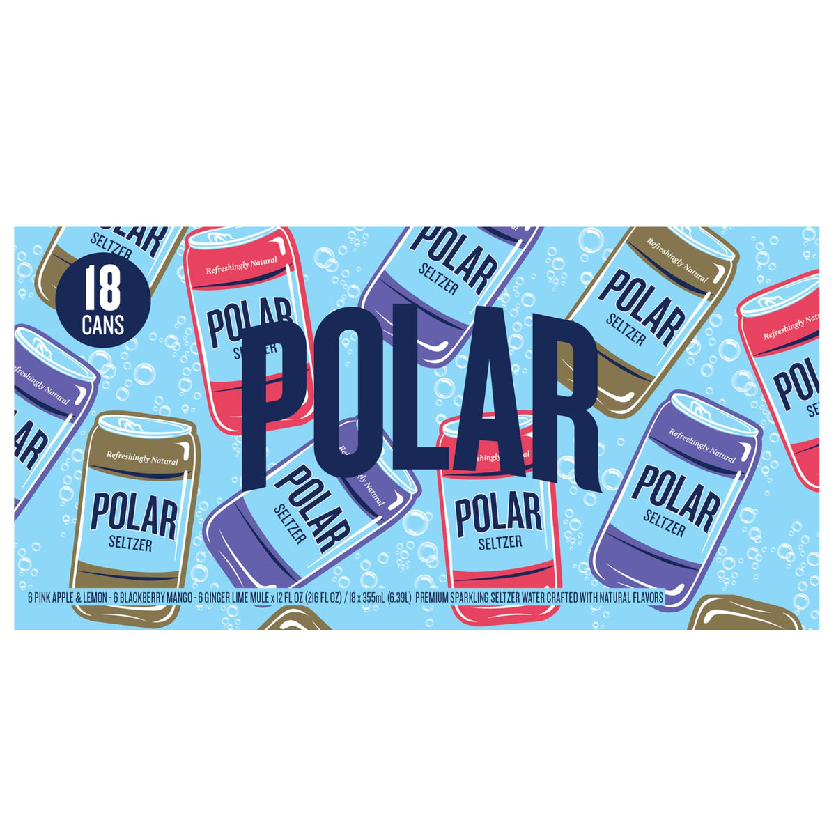 POLAR Seltzer Water Newbies Variety Pack, 12 fl oz cans, 18 pack, Model 10161315