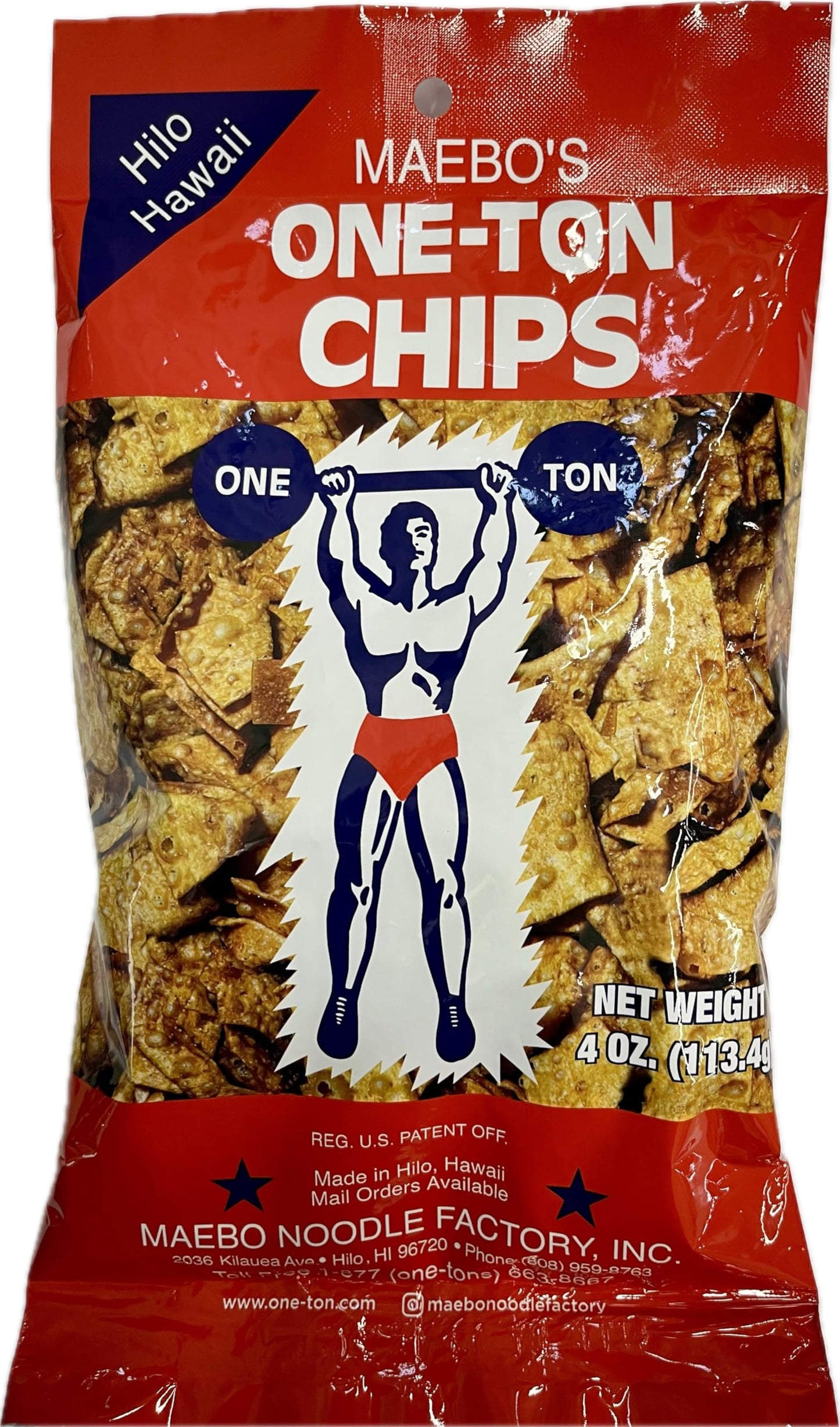 Maebos One-Ton Chips Won Ton Crackers 6 Bags - 4 oz. each