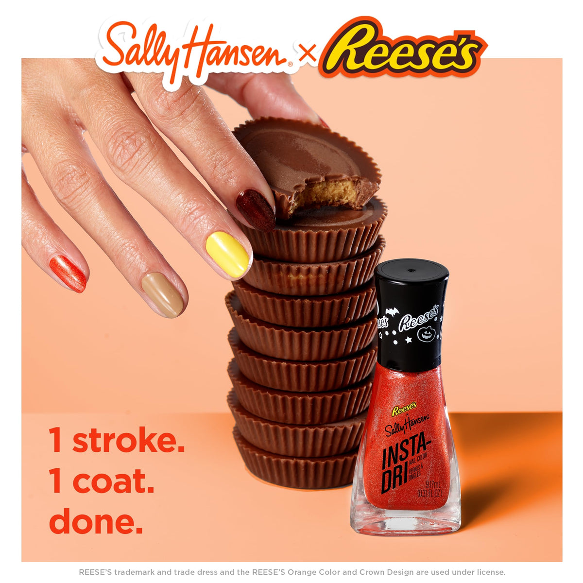 Sally Hansen Insta-Dri, Peanut Butter Time, Nail Polish Quick Dry, One-Coat Application, Doesn'T Chip, Long-Lasting, Perfect For