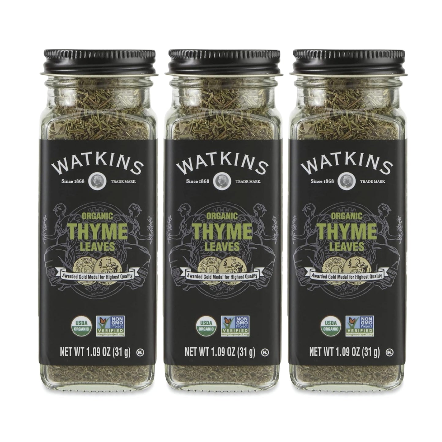Watkins Gourmet Organic Spice Jar, Thyme Leaves, 1.26 Ounce (Pack of 3)