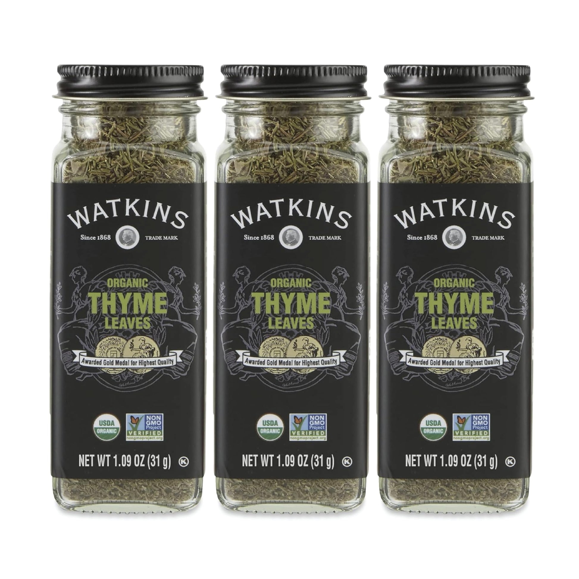 Watkins Gourmet Organic Spice Jar, Thyme Leaves, 1.26 Ounce (Pack of 3)