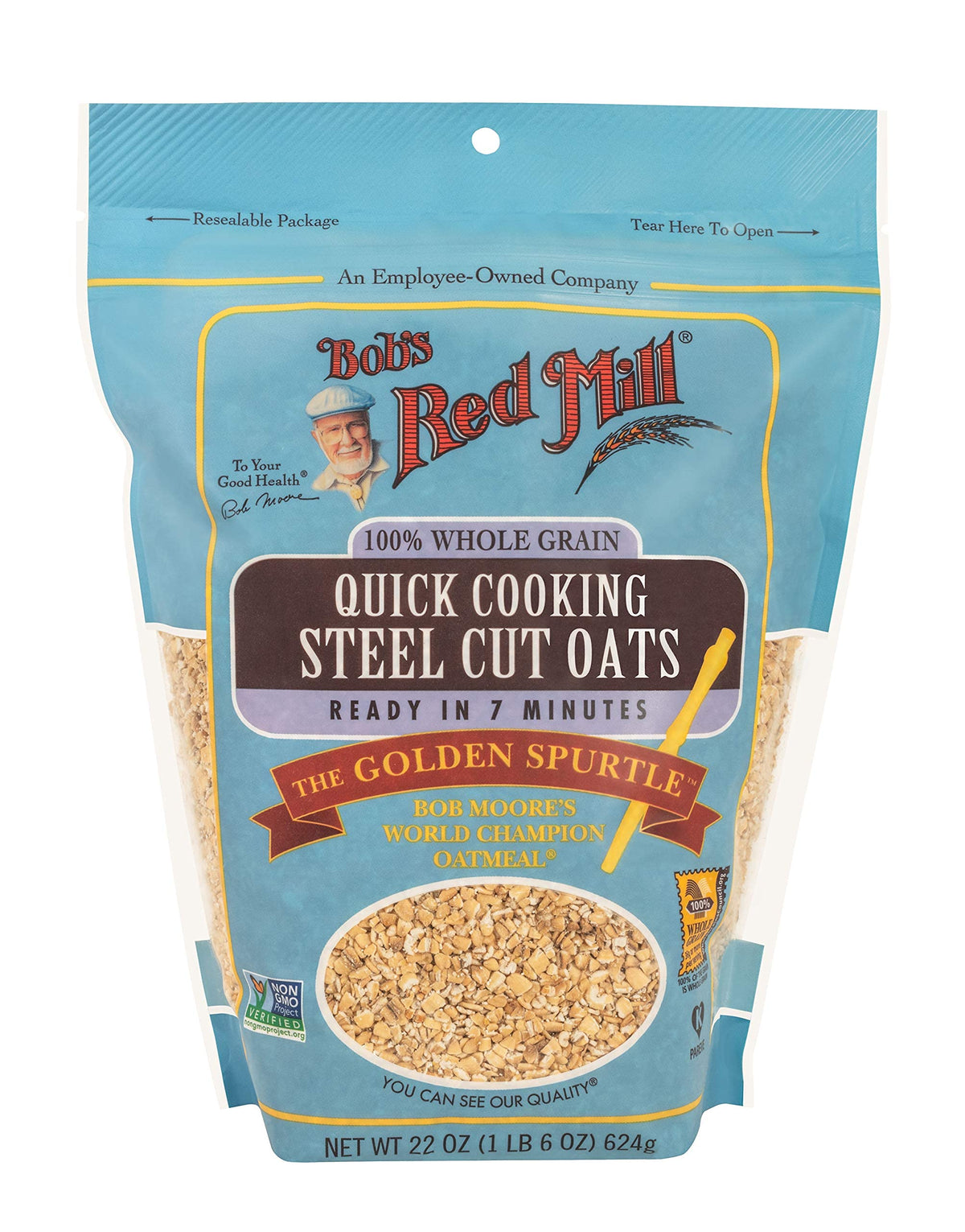 Bob's Red Mill Quick Cooking Steel Cut Oats Golden Spurtle, 22 OZ (Pack of 2)