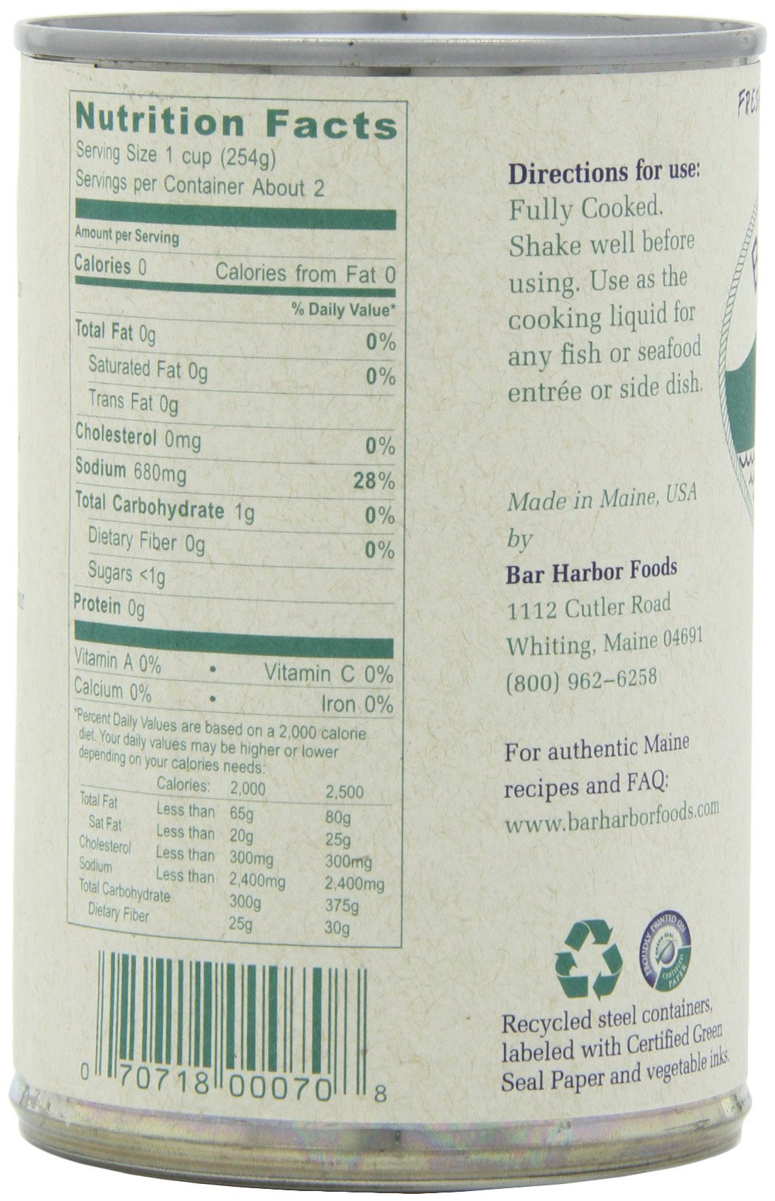 Bar Harbor Fish Stock - Gluten-Free Seafood Essence, 15 oz Can, Pack of 6