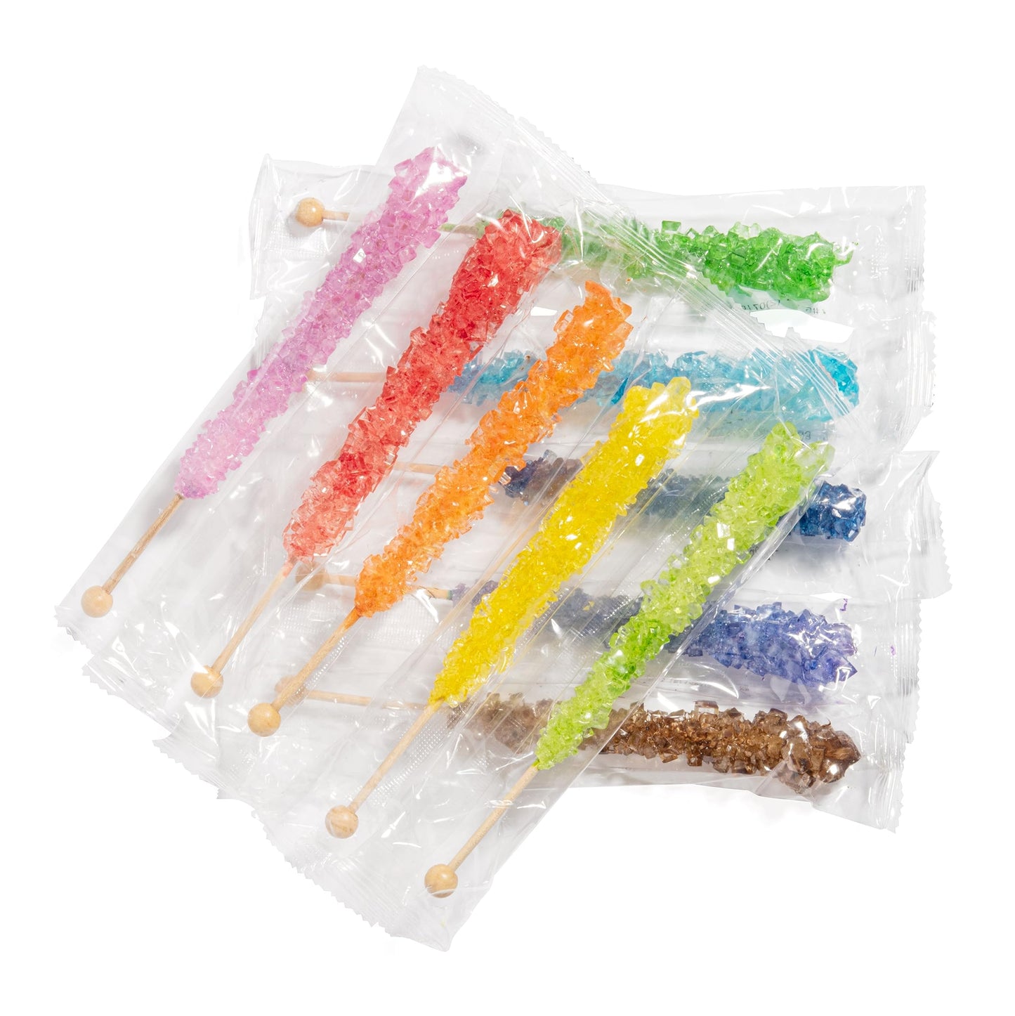Candy Envy Assorted Rock Candy Crystal Sticks - 36 Individually Wrapped - X-Large - Multi Color