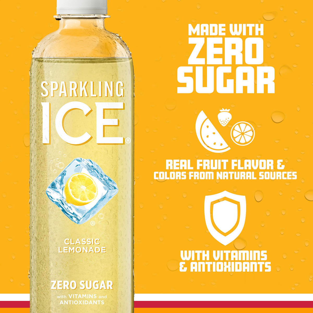 Sparkling Ice Classic Lemonade Sparkling Water, Zero Sugar, 17 Fl Oz (Pack of 12)