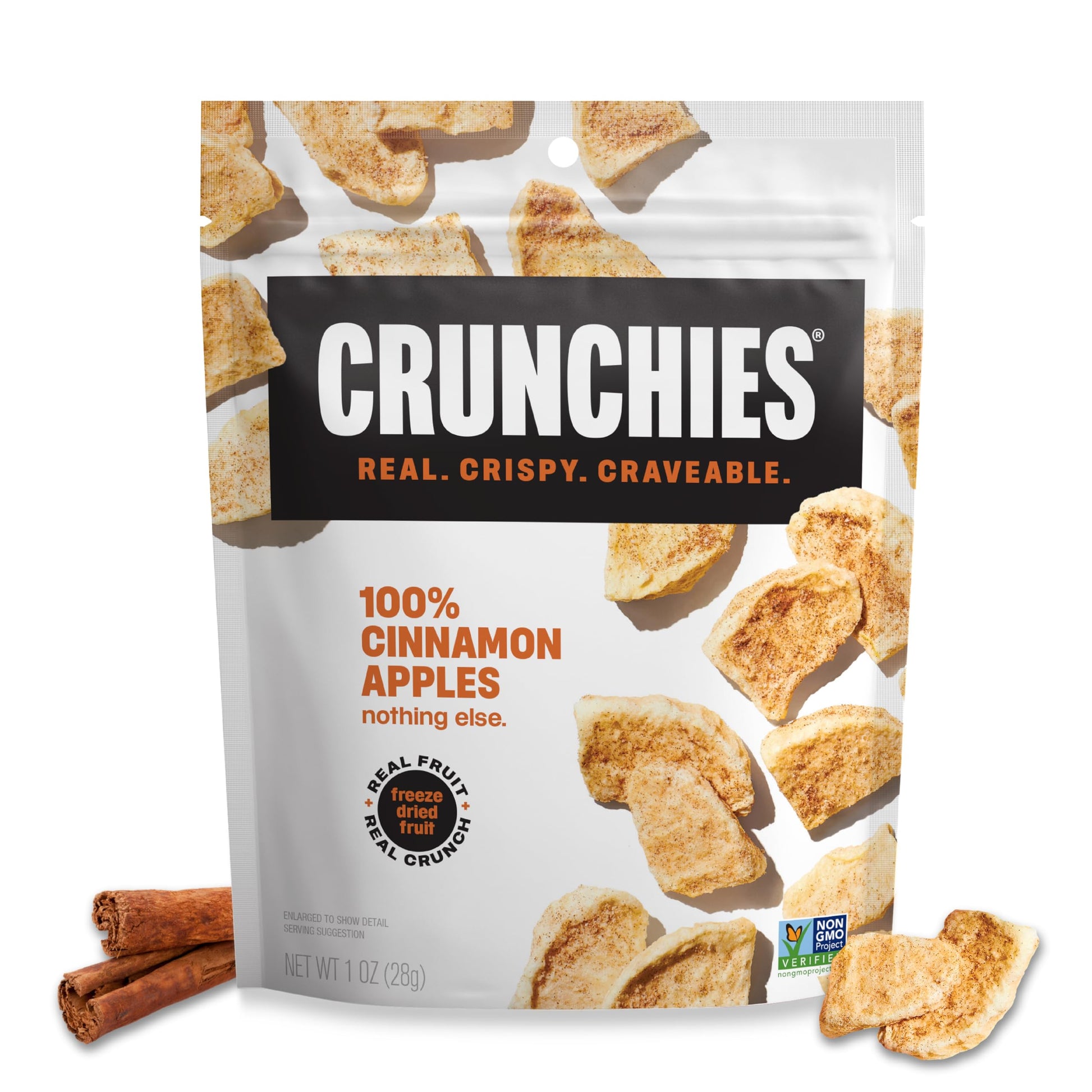 Crunchies Freeze-Dried Fruits, 100% All Natural Crispy Fruit, Non GMO and Kosher, Resealable Freeze Dried Fruit Snack Packs, Pack of 6 (Cinnamon Apple)