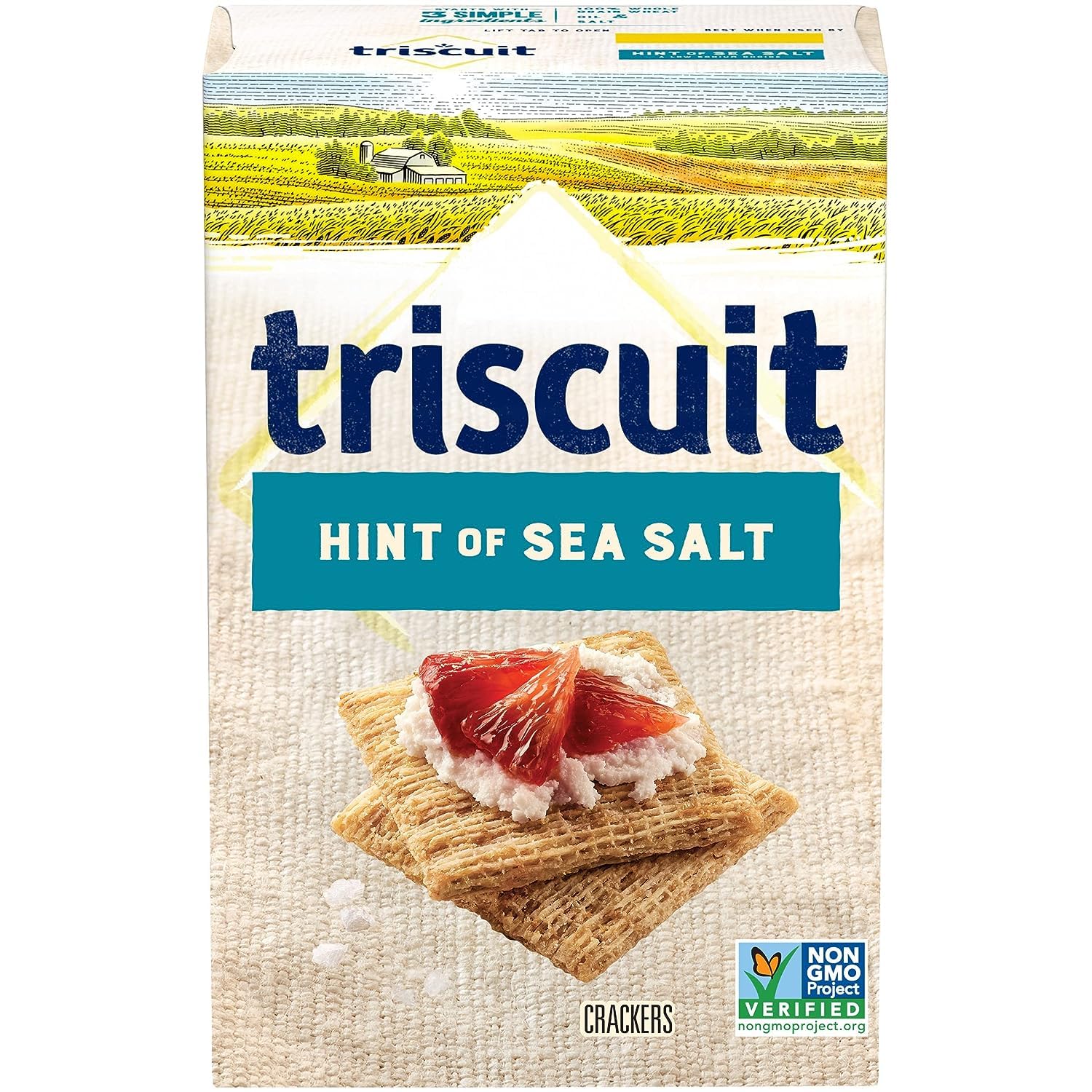 Hint of Sea Salt Whole Grain Wheat Crackers, Vegan Crackers, 8.5 oz (Pack of 5)
