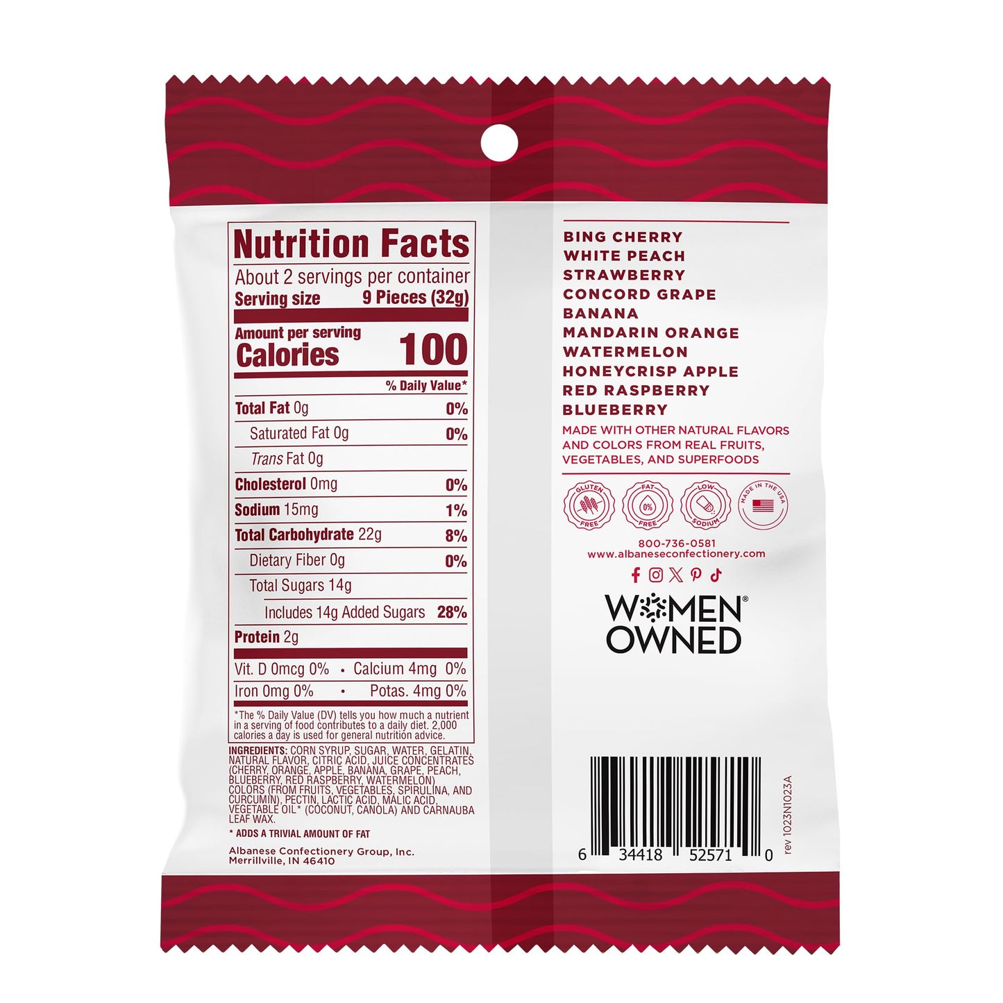 Albanese World s Best True to Fruit - American Favorite Fruits Gummies, 2.5oz Bag (Pack of 12), Individually Wrapped Soft & Che