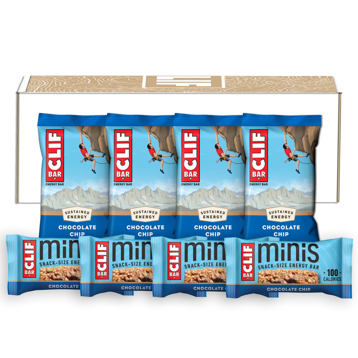 Clif Bar - Chocolate Chip - Full Size And Mini Energy Bars - Made With Organic Oats - Non-Gmo - Plant Based - 2.4 Oz. And 0.99 O