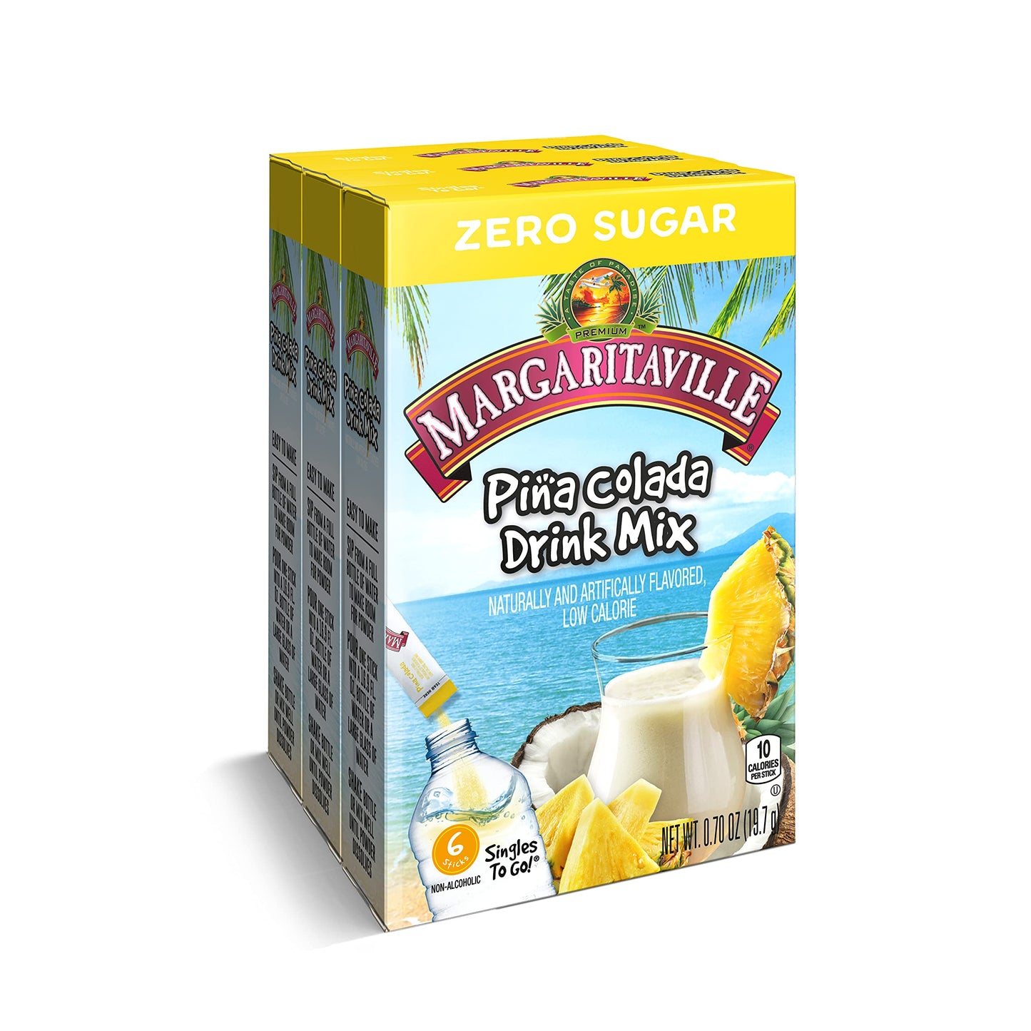 Margaritaville Singles To Go Water Drink Mix - Margarita Flavored Powder Sticks, 4.37 lb (Pack of 3)