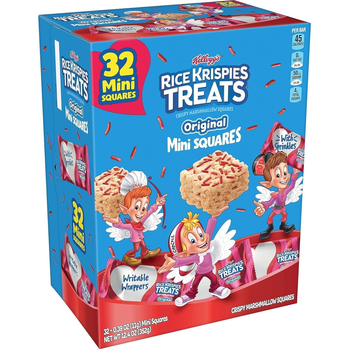 Muchai Innovations Rice Crispies   Mini Squares - Sweet Marshmallow Snack, Individually Wrapped, Full Size, Ideal for Parties
