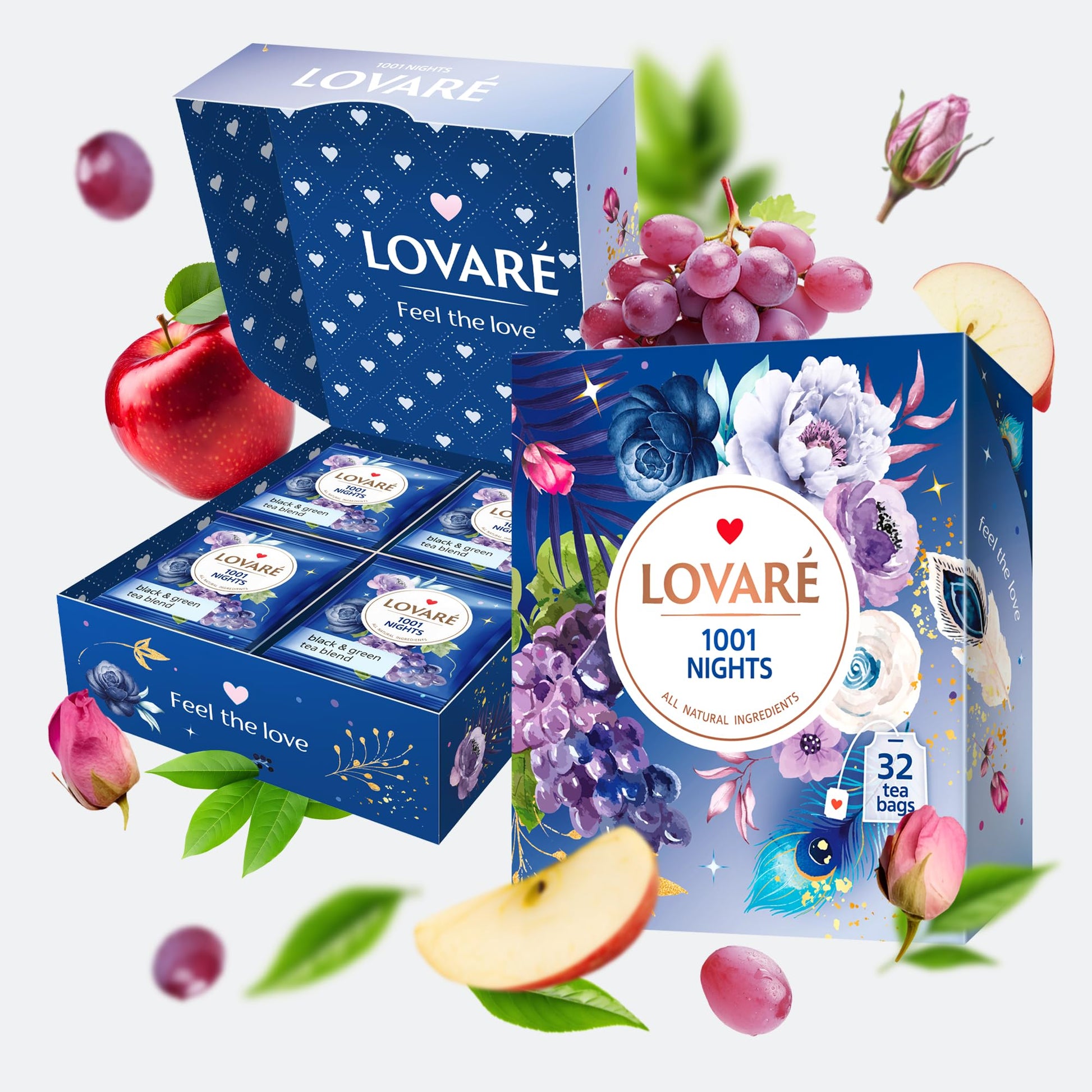 LOVARE 1001 Nights Tea Bags 64 g - Made in Ukraine - Classic Black and Sencha Green Flavored Tea Blend - Tea Bags Individually W
