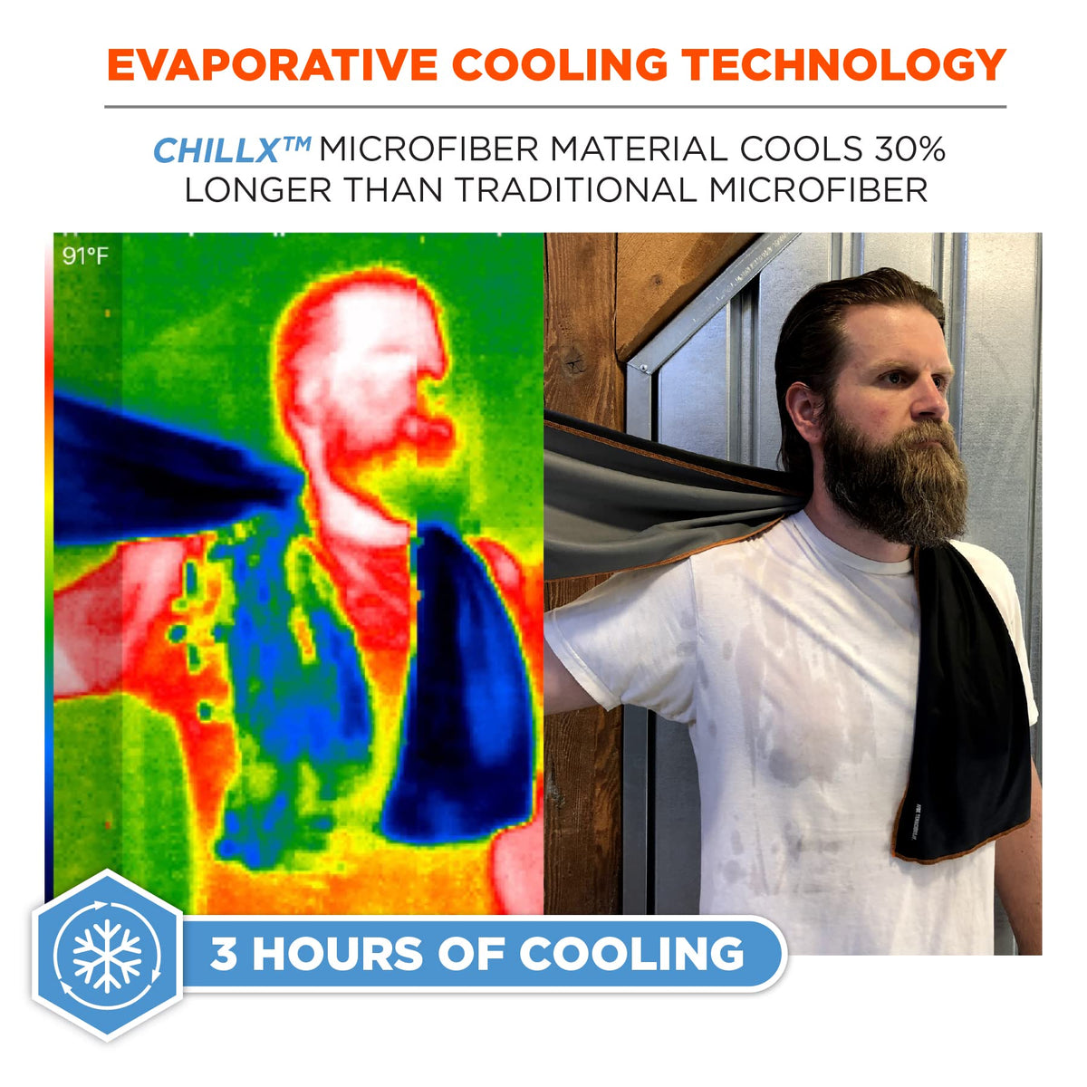 Ergodyne Chill Its 6602Mf Cooling Towel, Soft Microfiber Material, Upf 50+,Blue,41'' X 9.84''