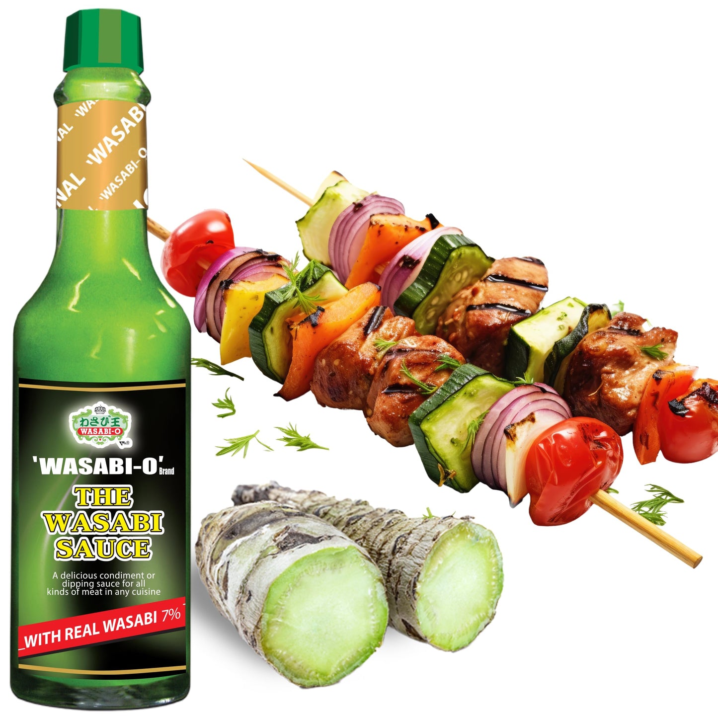 Wasabi-O Hot & Spicy Wasabi Sauce - Real Japanese Sauce - Vegan, Gluten-Free & Organic Wasabi - Mild Heat for Sushi, Seafood, Steak, Dipping - 1 X 2.2 Oz