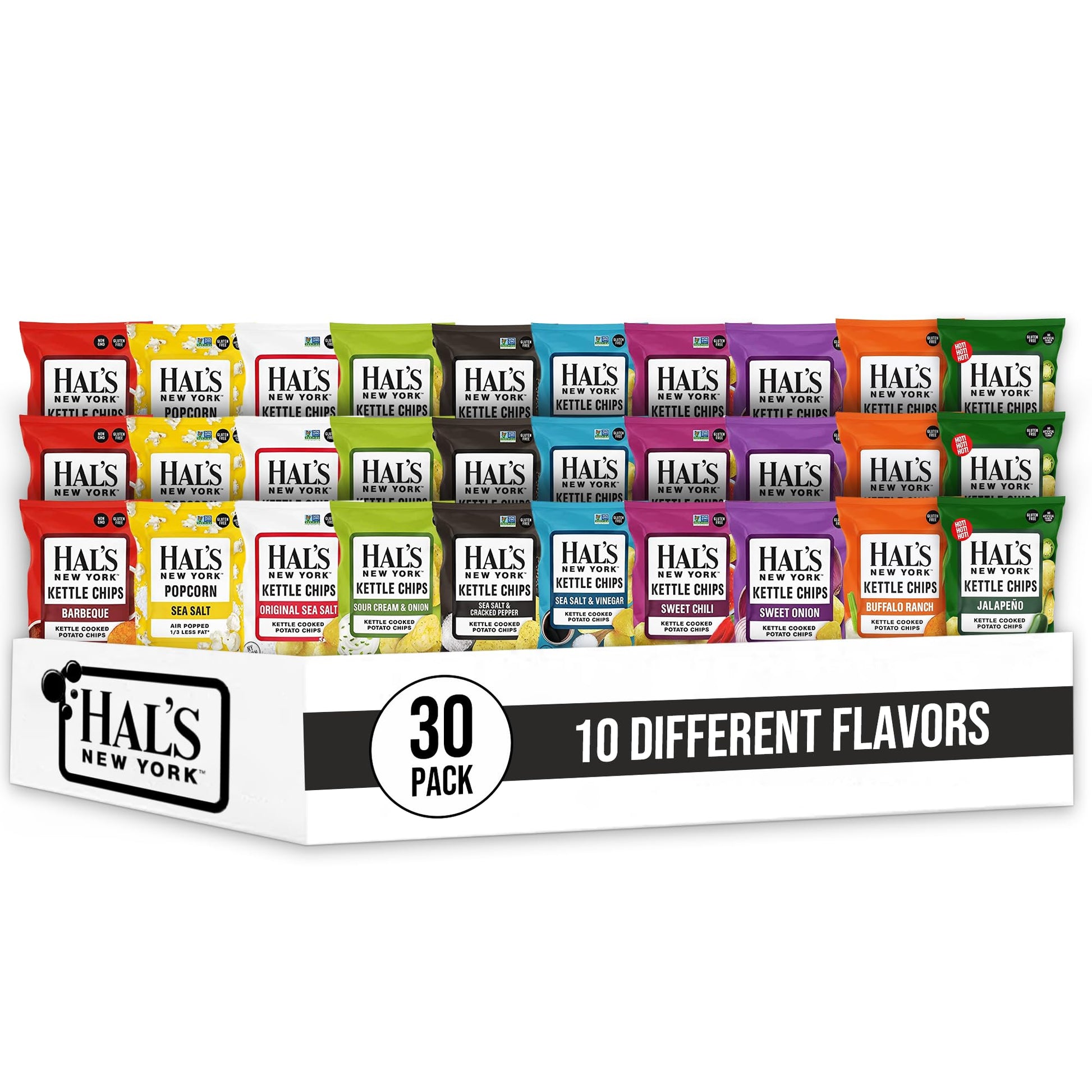 Hals New York Kettle Cooked Potato Chips, Gluten Free, 10 Flavor Variety Pack, 2 oz (Pack of 20)