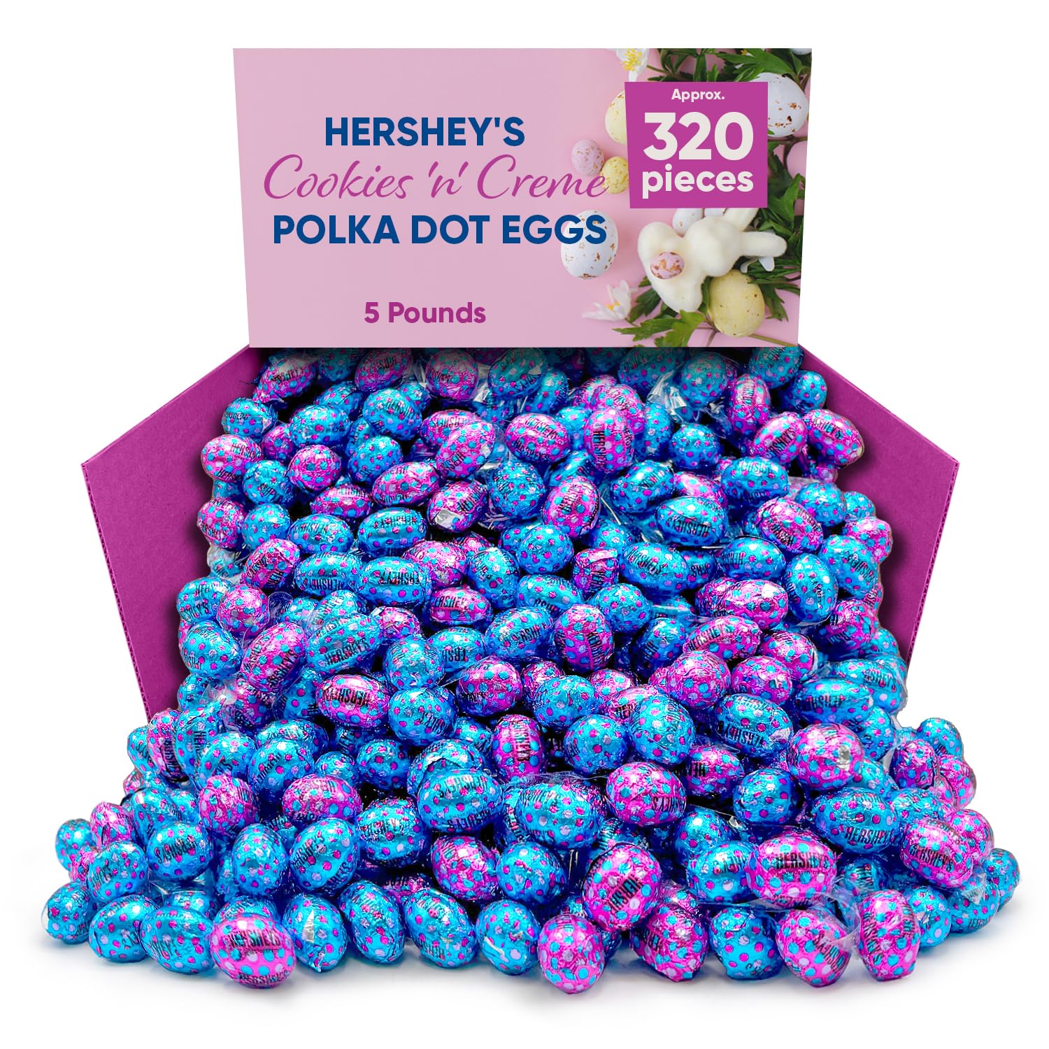 Cookies n Creme Polka Dot Easter Eggs - White Chocolate with Crunchy Cookie Bits, Individually Wrapped - 5 lb Bulk Pack (Approx.
