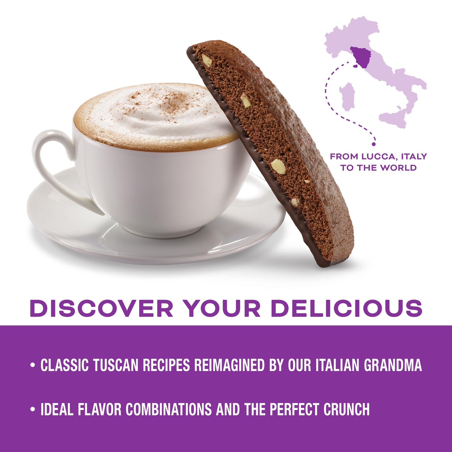 Nonni'S Dark Chocolate Almond Biscotti Italian Cookies - 2 Boxes Dark Chocolate Cookies - Biscotti Individually Wrapped Cookies