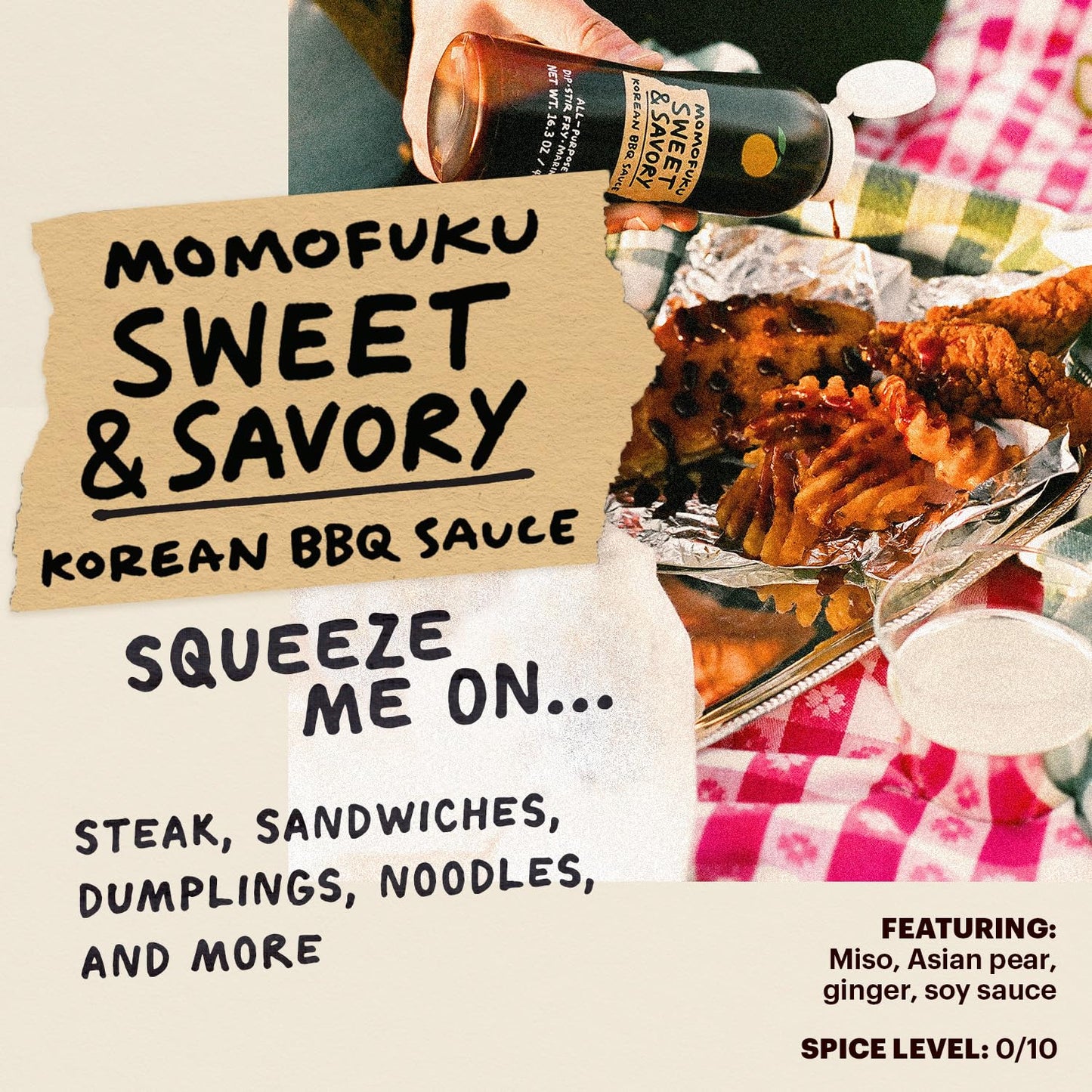 Momofuku Sweet & Savory Korean BBQ Sauce with Soy Sauce, Fresh Ginger, & Pear for Stir Fry, Barbecue, and Marinade; Galbi Style