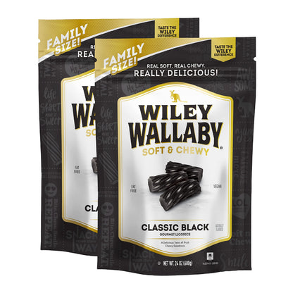 Wiley Wallaby Licorice 24 Ounce Classic Gourmet Soft & Chewy Australian Black Licorice Candy Twists, 2 Pack
