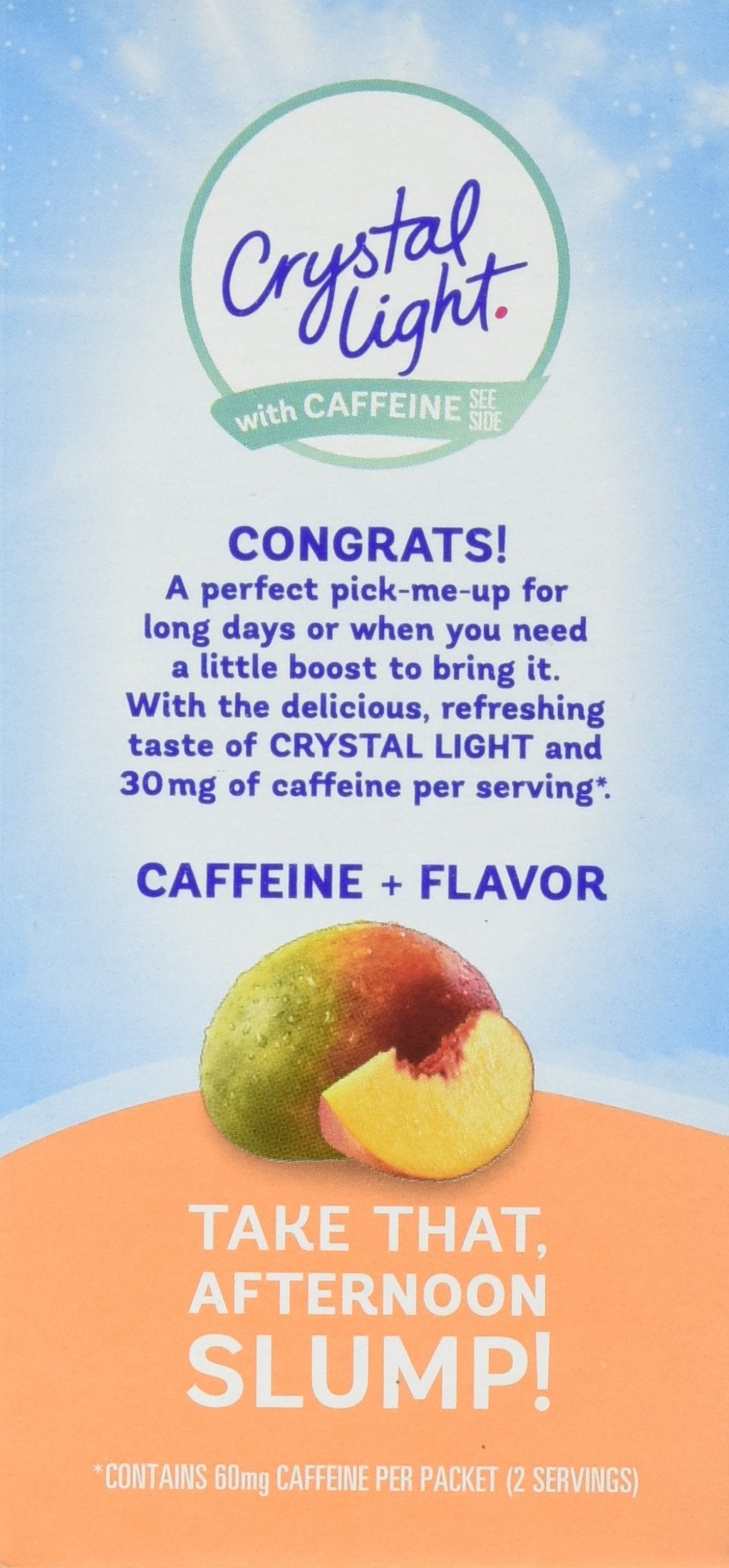Crystal Light On-The-Go Powdered Drink Mix, Peach Mango, Caffeine, 0.07 oz Packet