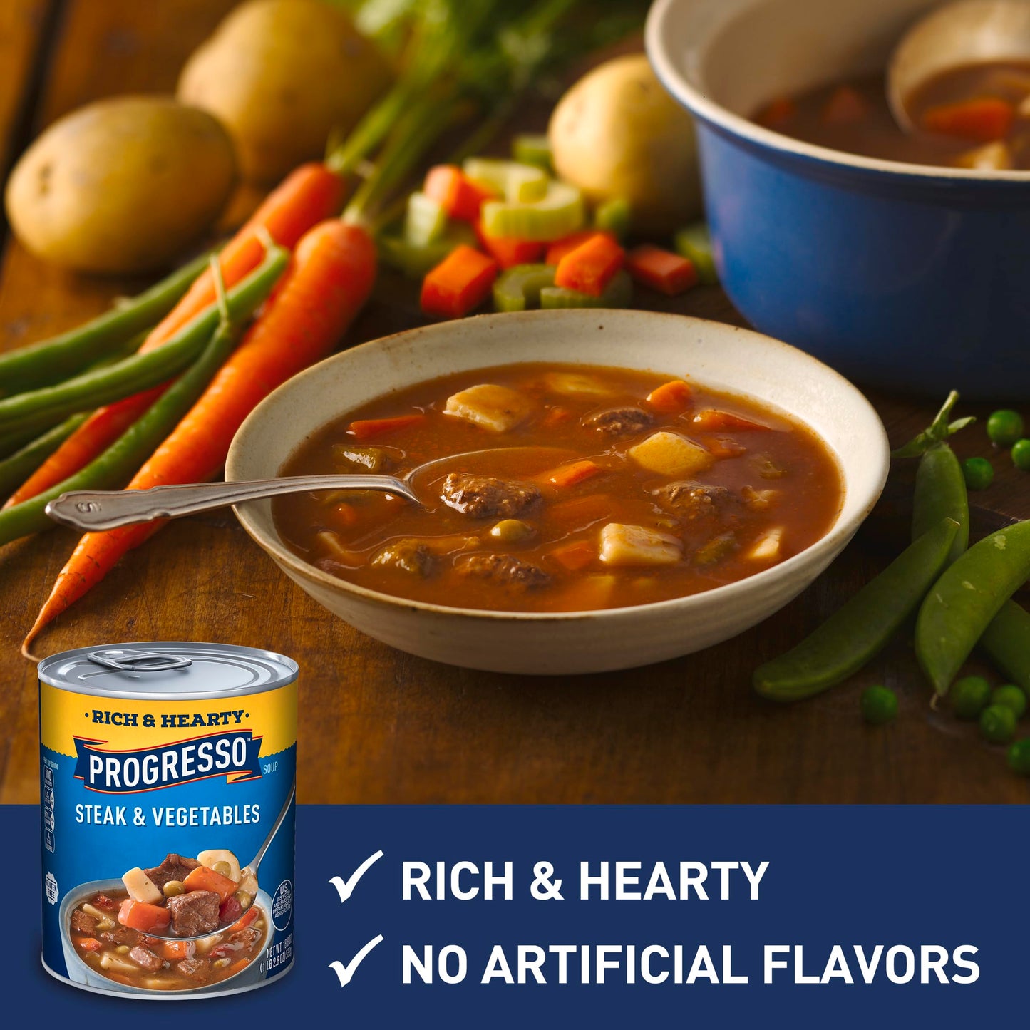 Progresso Rich & Hearty  Steak & Vegetables Canned Soup  Gluten Free  18.8 oz.