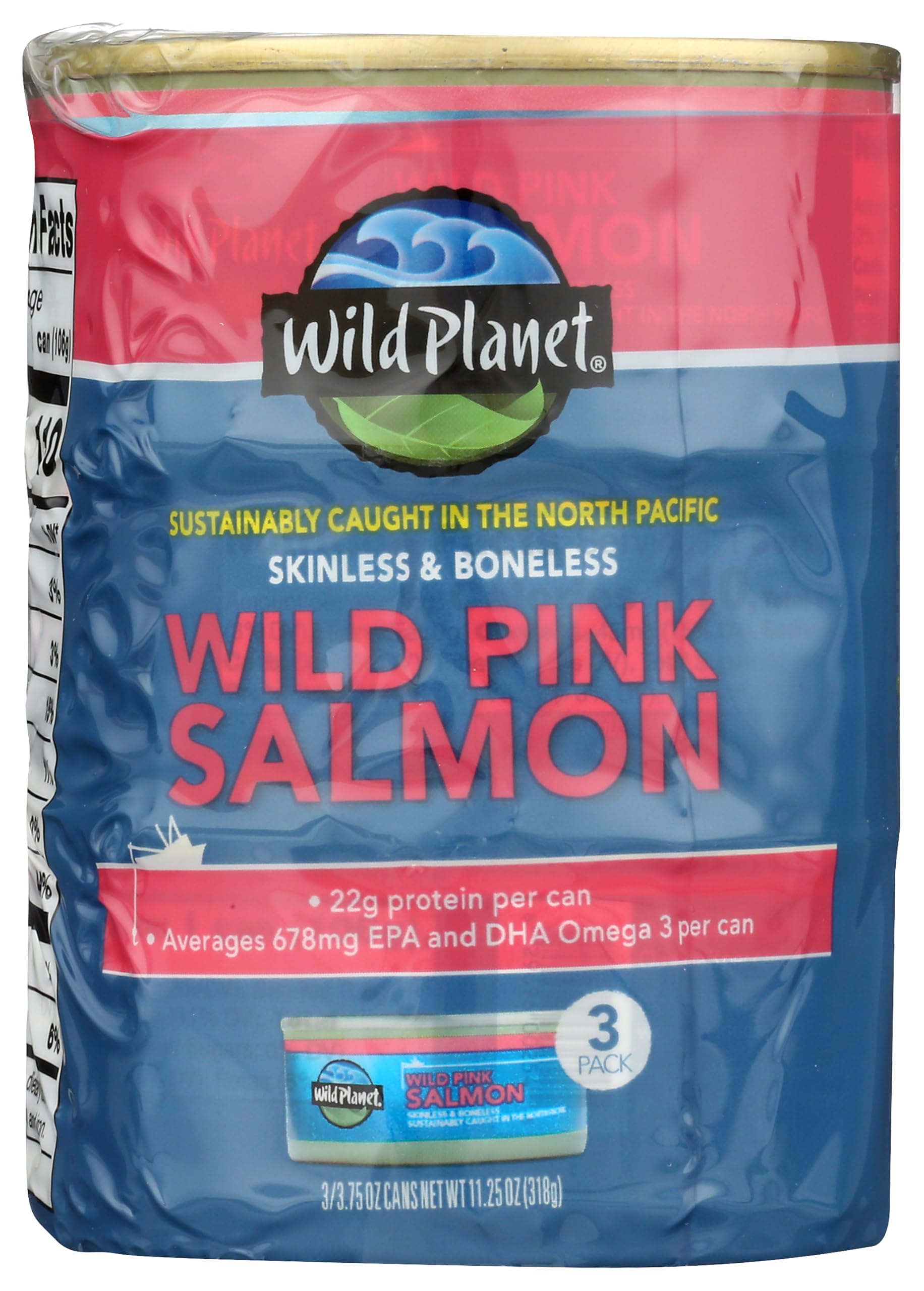Wild Planet Wild Pink Salmon Boneless & Skinless, Tinned Fish, Canned Salmon, Sustainably Caught, Non-GMO, Kosher, Keto and Pale