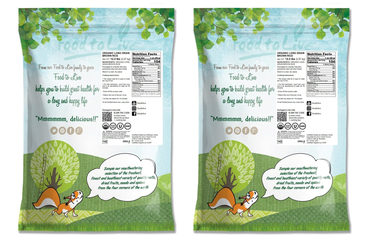Food To Live Organic Long Grain Brown Rice, 25 Pounds - Non-Gmo, Whole Grain, Raw, Non-Irradiated, Kosher, Vegan, Bulk. Chewy Te