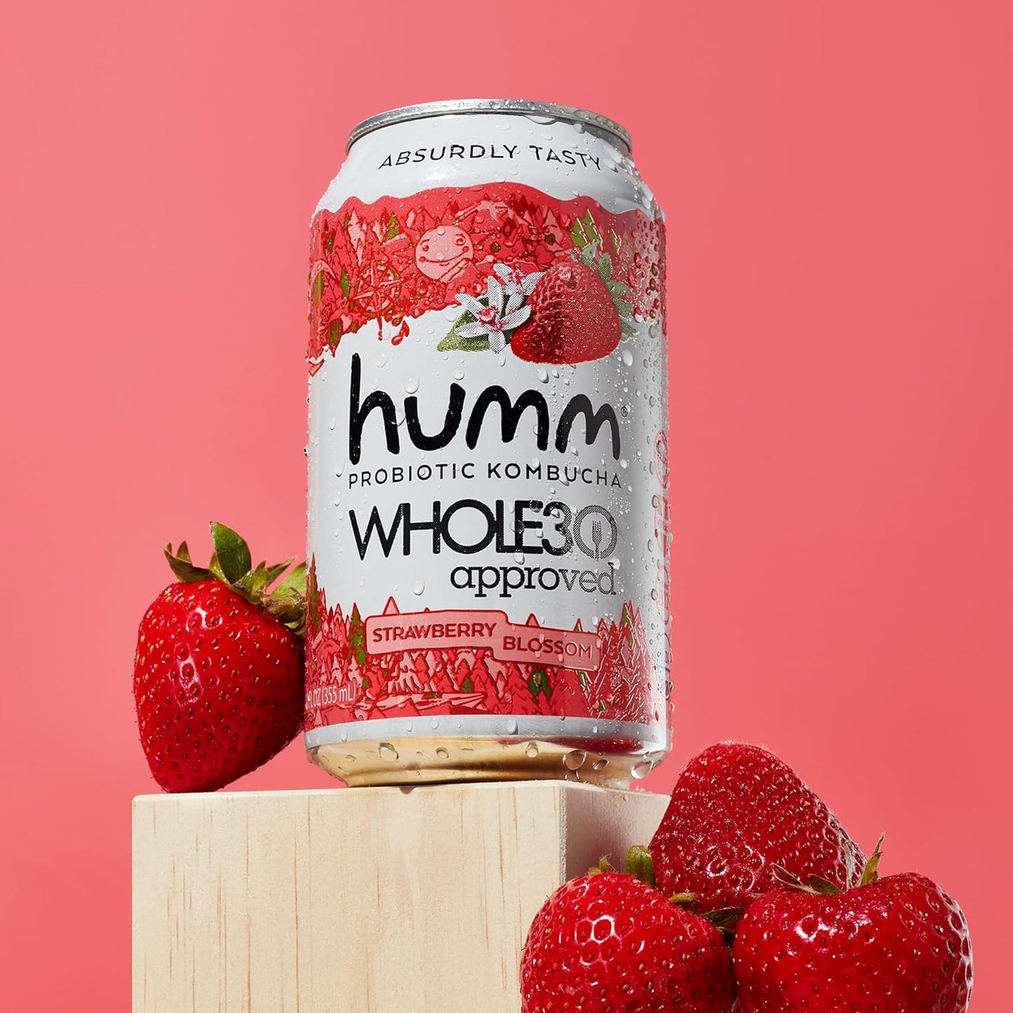 Humm Whole30 Approved Kombucha, Strawberry Blossom, Organic, Vegan & GMO Free (12 Pack)