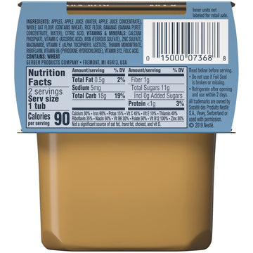 Gerber Nature Fruits Apples Bananas & Cereal, 4 Oz, 2 Ct Tubs
