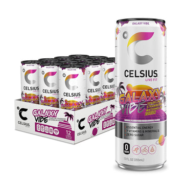 CELSIUS Sparkling Galaxy Vibe Energy Drink, 12 Fl Oz, Pack of 12