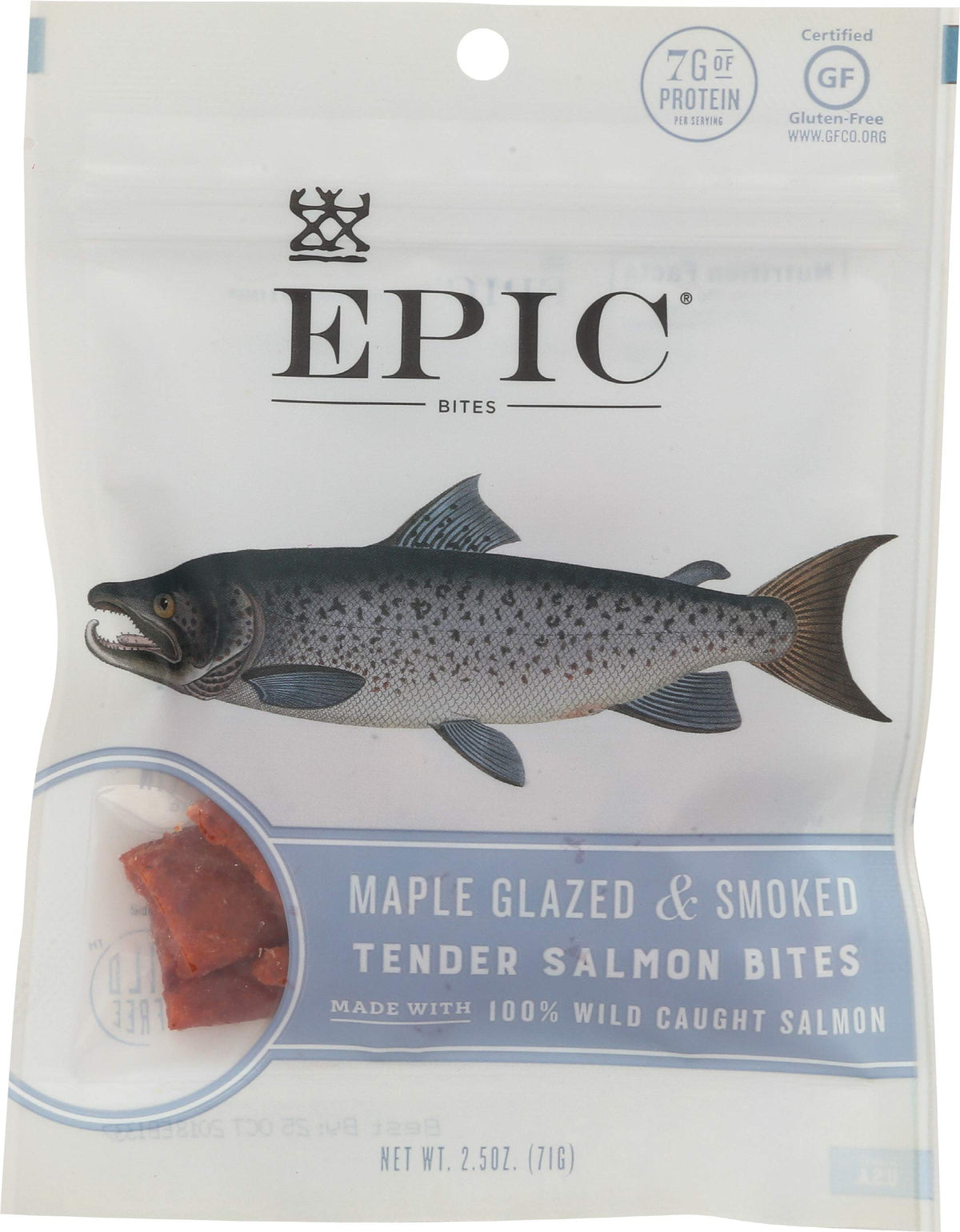 Epic Jerky Bites, 100% Wild Caught, Alaskan Salmon, Maple With Coconut Oil, 2.5 Ounce