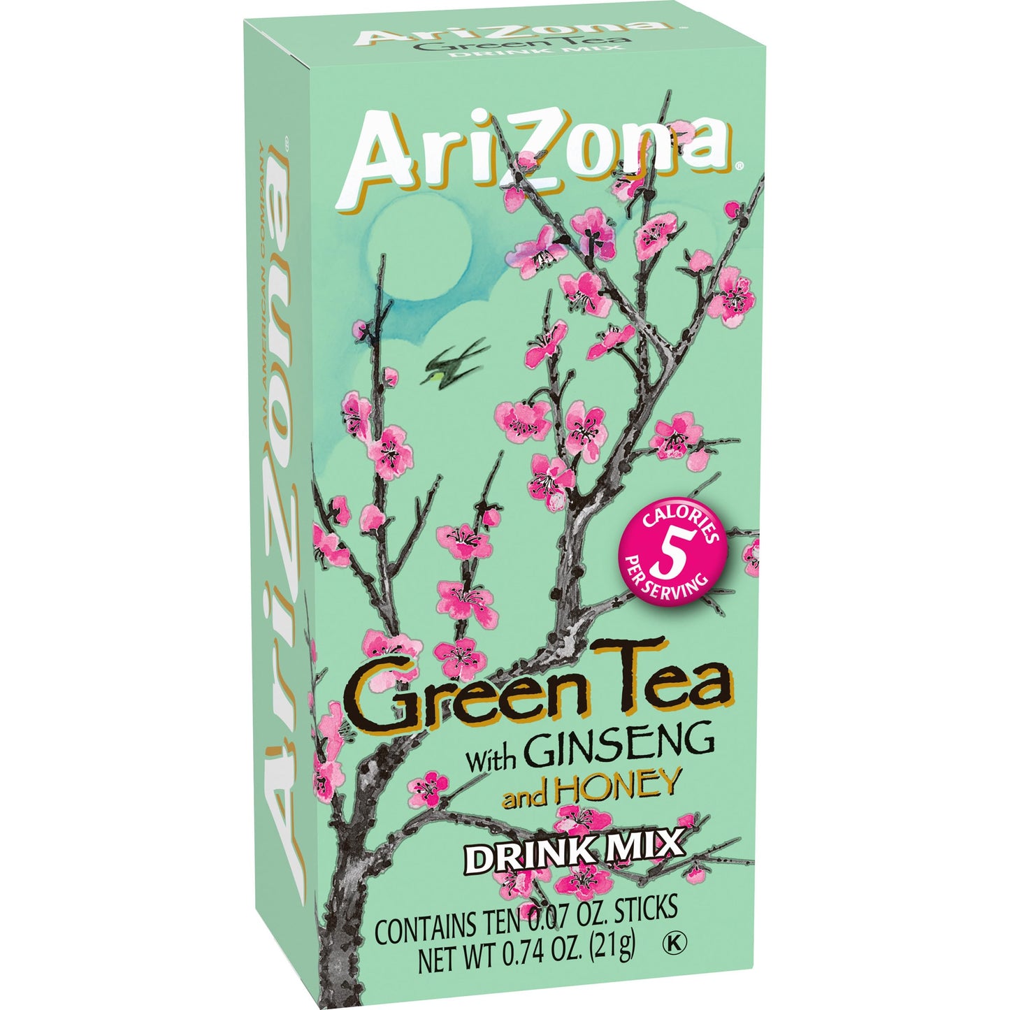 Arizona Zero Sugar Green Tea With Ginseng & Honey Powdered Drink Mix Sticks, 10 Ct. Box