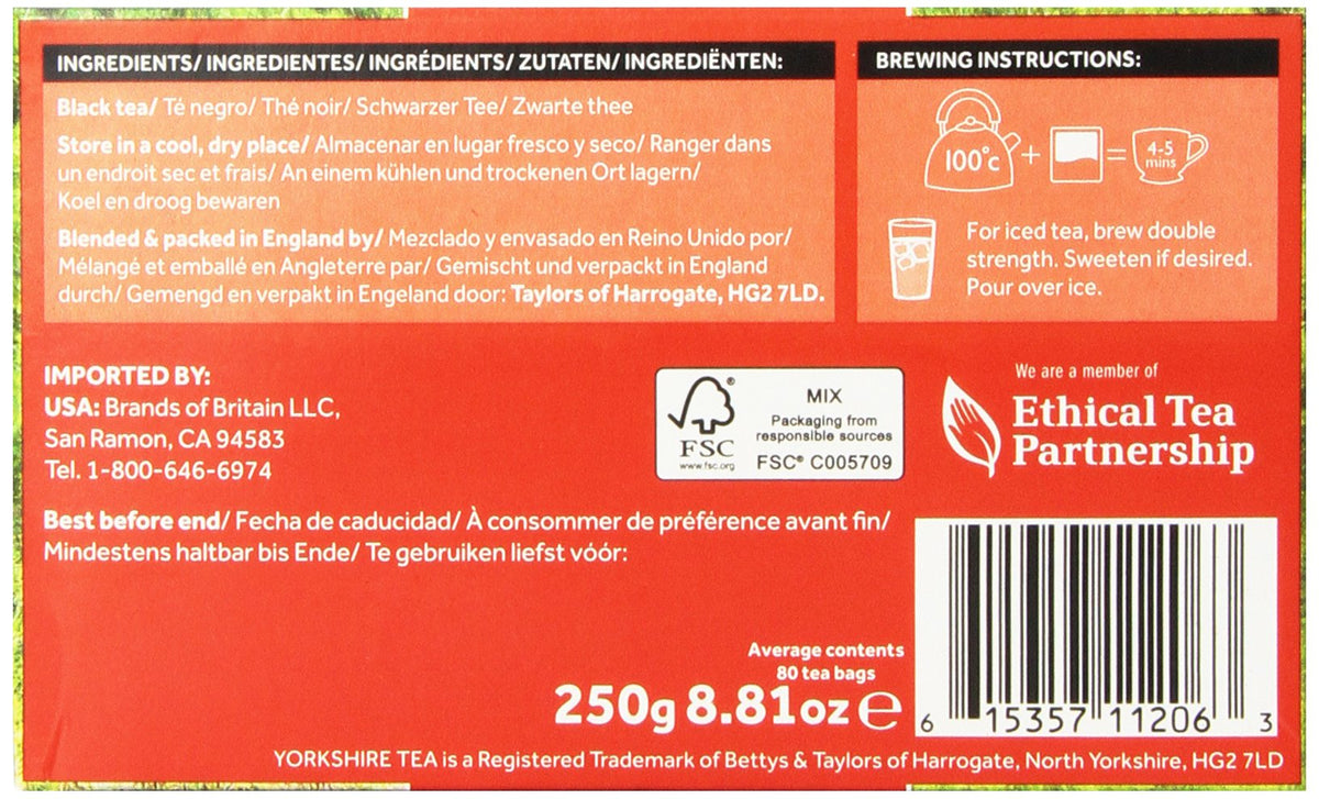 Taylors Of Harrogate Yorkshire Red, 80 Teabags, (Pack Of 5)