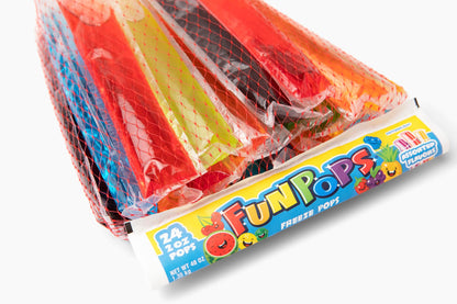 FunPops Frozen Ice Pops, 24-Fruit Flavored Freeze Pops, Frozen Summer Snack For All Ages, Low Calorie
