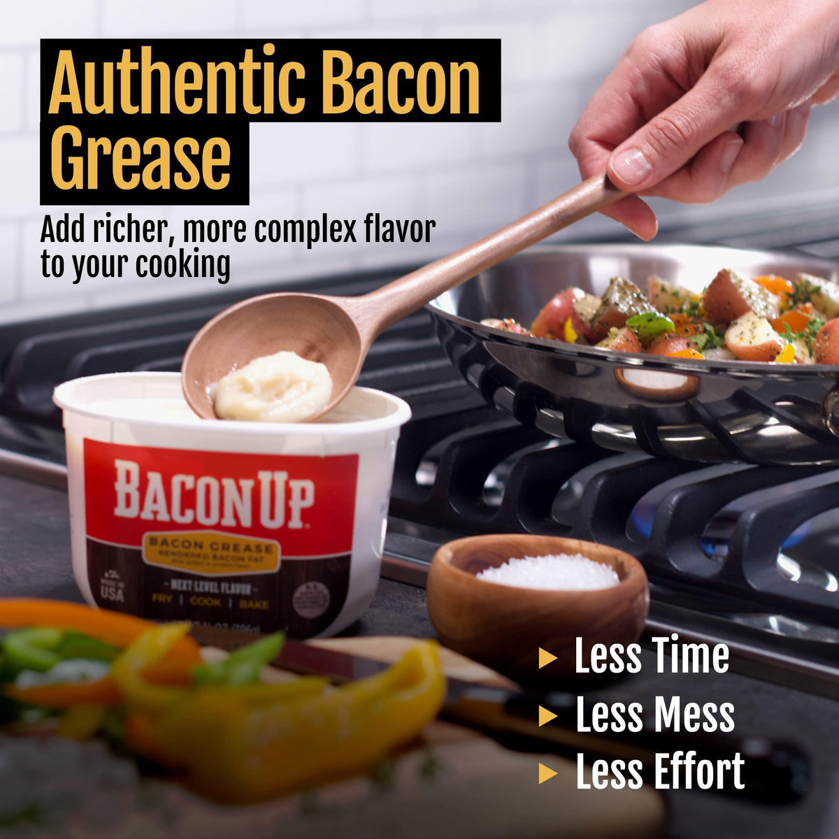 Bacon Up Bacon Grease For Cooking - 14 Ounces, 1 Pack Of Authentic Bacon Fat For Cookin