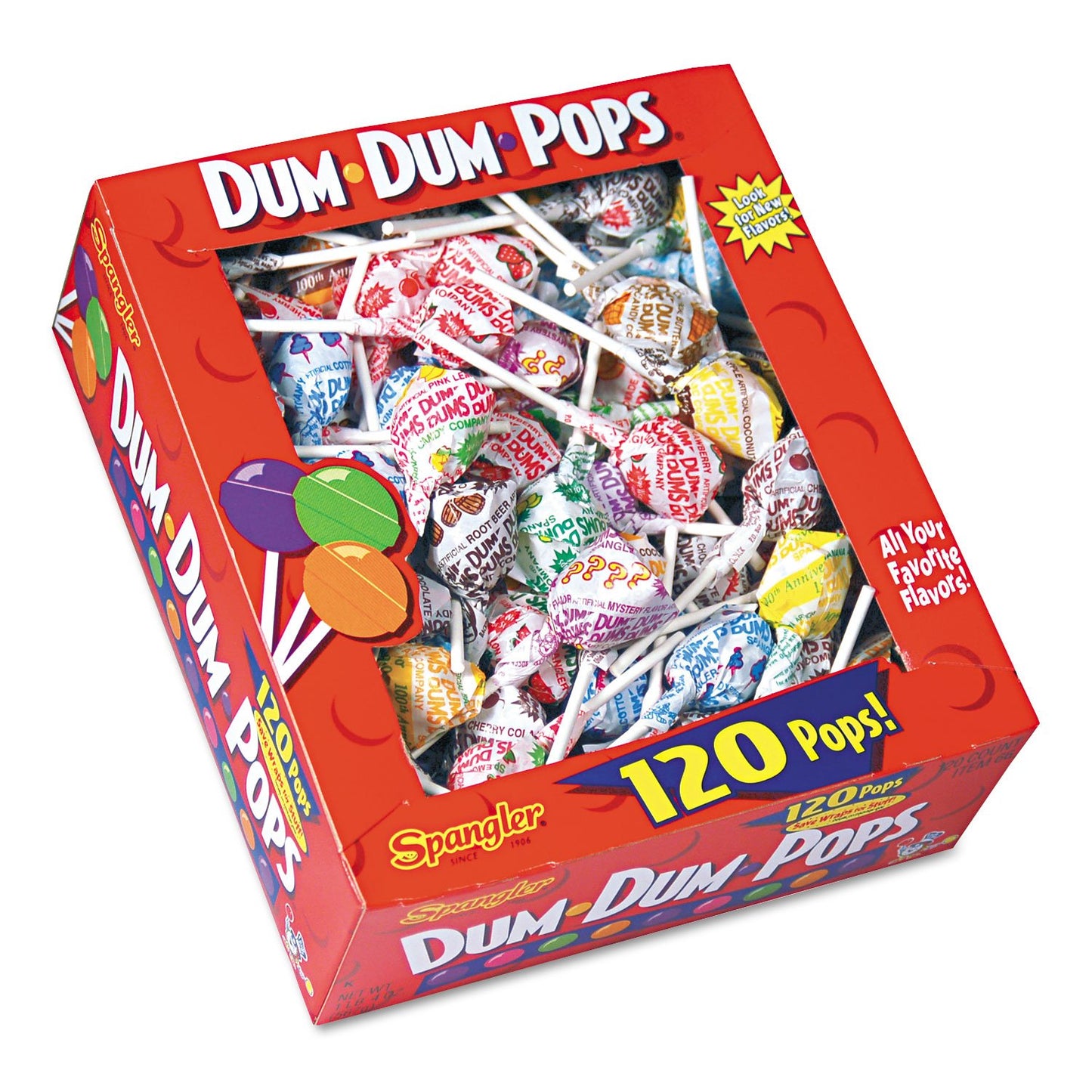 Spangler Dum-Dum Pops, 10 Assorted Flavors, 120-Count Package