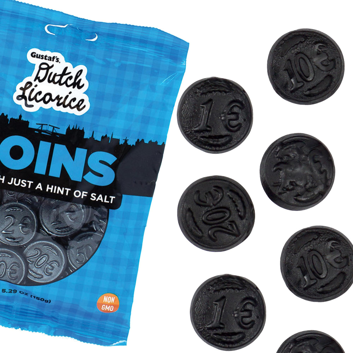 Dutch Licorice Coins, 5.29 Ounce Bags (Pack Of 12), Black Licorice Candy