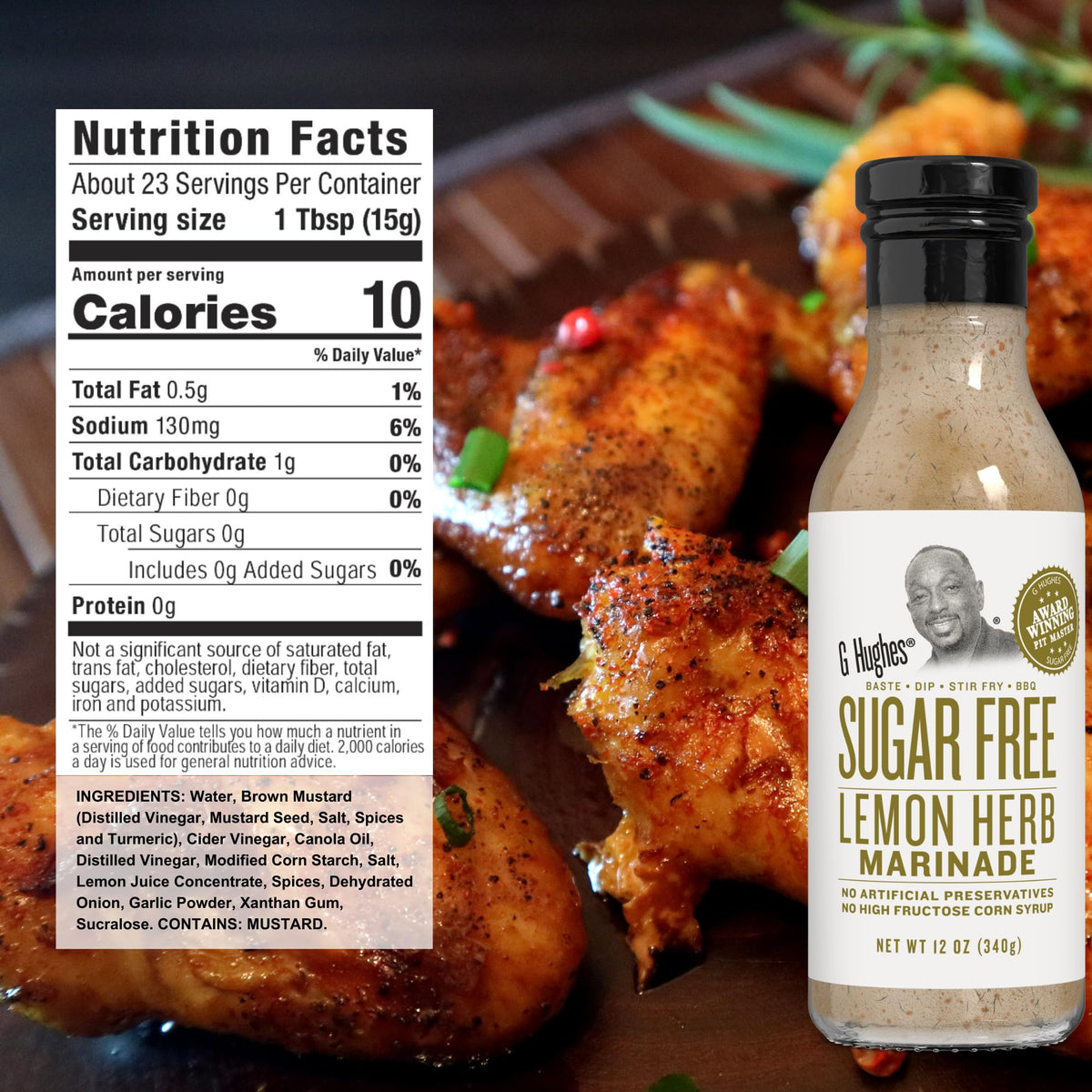 G Hughes Sugar Free, Assorted Marinades - Gluten Free, Sugar Free Sauces and Marinades Gift Sets, Marinades for Meats, (1) Lemon