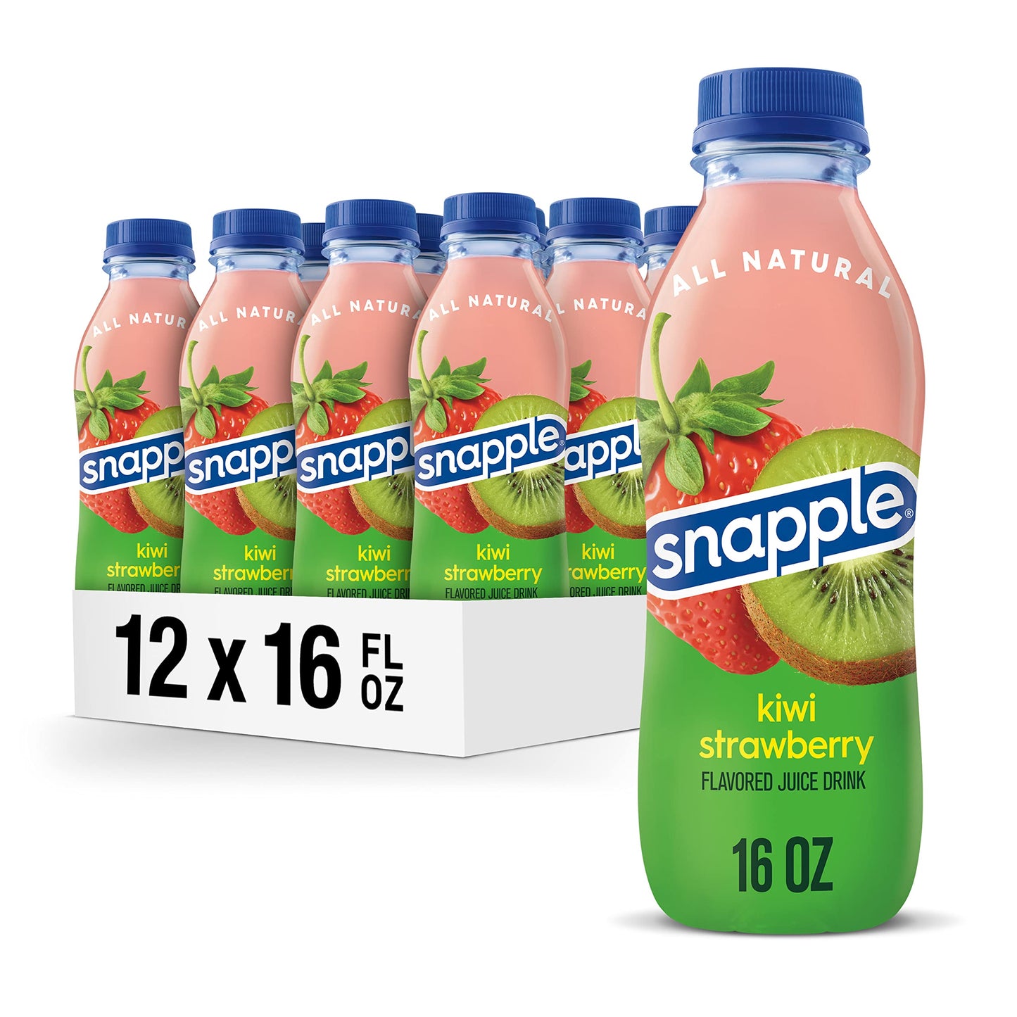 Snapple Kiwi Strawberry Juice Drink, 16 Fl Oz Recycled Plastic Bottle, Pack Of 12, All Natural, No Artificial Flavors Or Sweeten