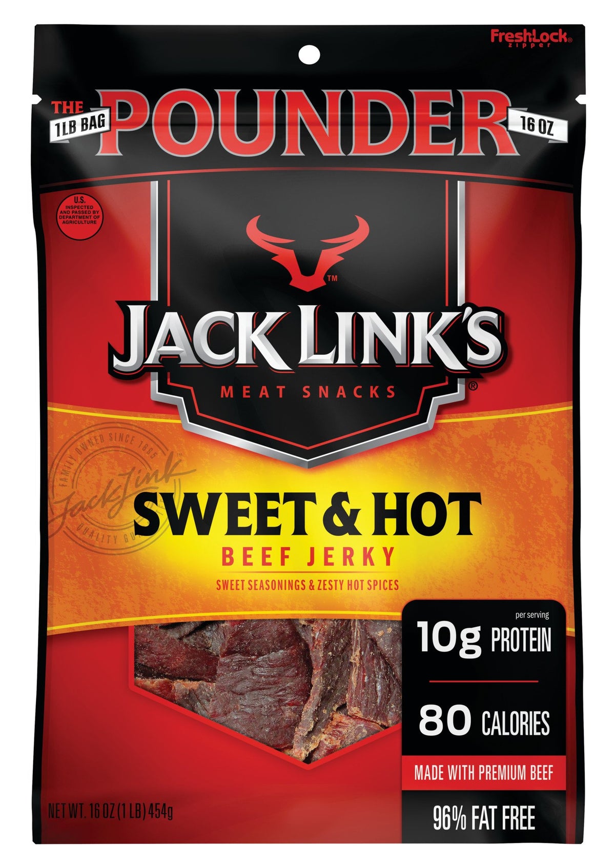 Jack Link's Beef Jerky, Sweet & Hot, 16 Ounce (Pack of 1)